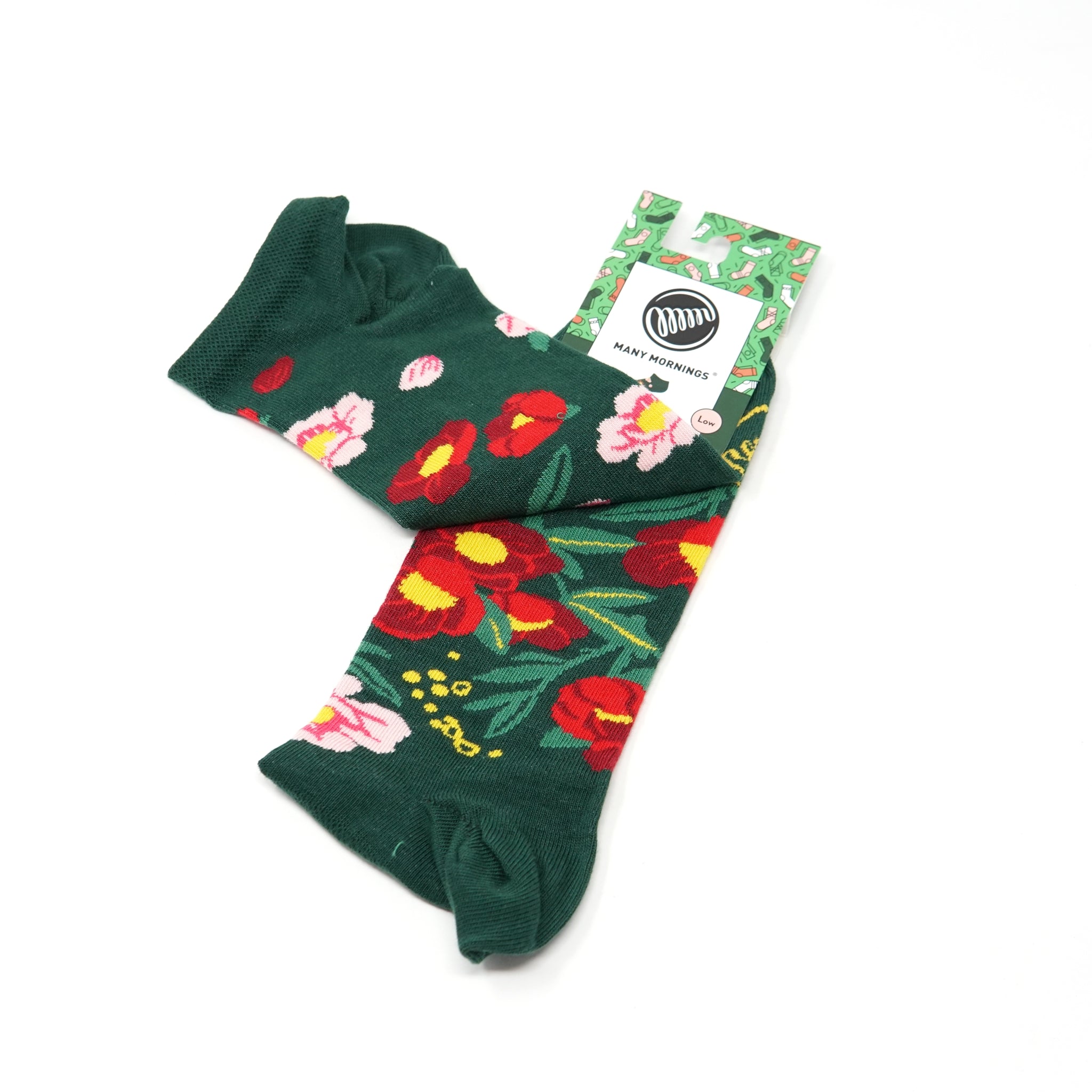 many mornings low socks / Flower Power Green / 【MANY MORNINGS_メニ―モーニングス】【ネコポス選択可能】