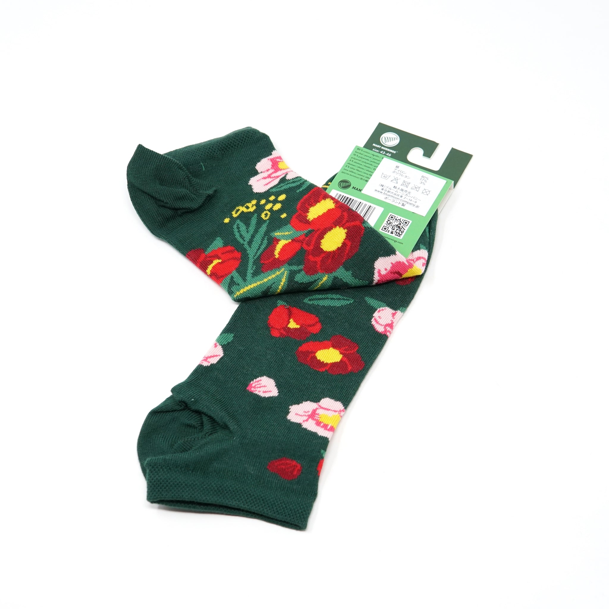 many mornings low socks / Flower Power Green / 【MANY MORNINGS_メニ―モーニングス】【ネコポス選択可能】