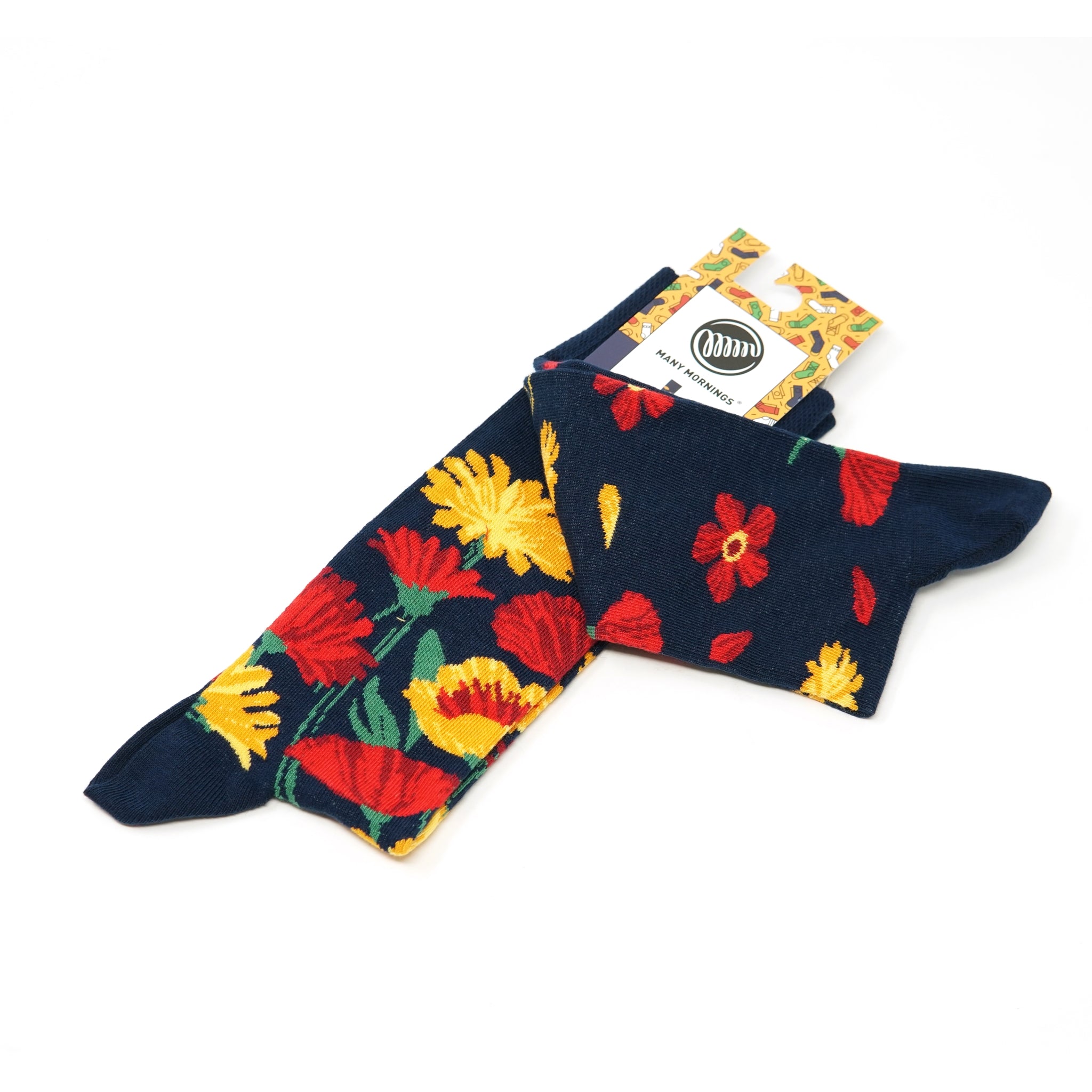 many mornings reguler socks /Flower Power Navy/ 【many mornings メニ―モーニングス】【ネコポス選択可能】