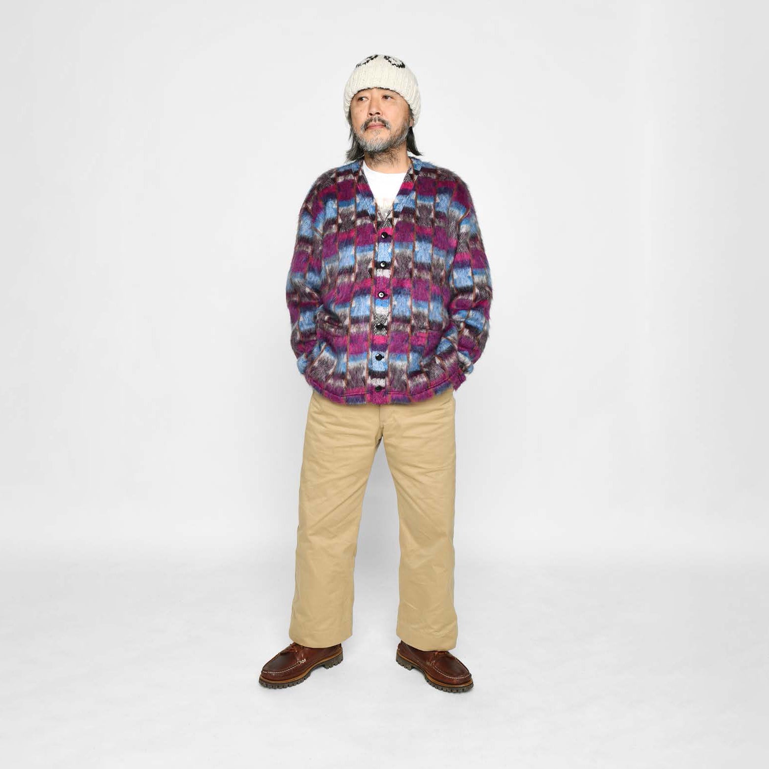 M32801-3 | Shaggy V Cardi- gan Made in Japan By Minami Shoten | Color:Ji-Chan【MONITALY_モニタリー】【archive】