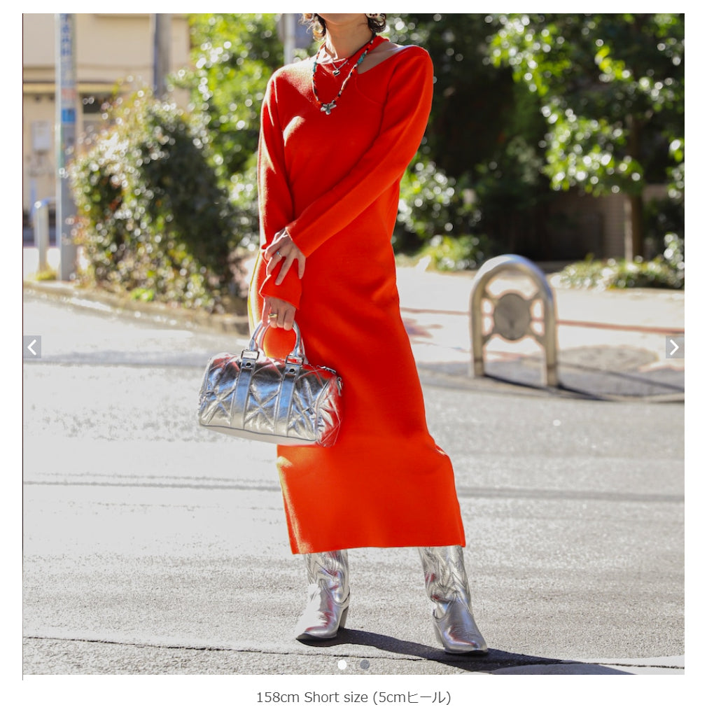 Art Knit Dress | Color:Black / Valencia Orange【AMBERGLEAM_アンバーグリーム】| 1149131218