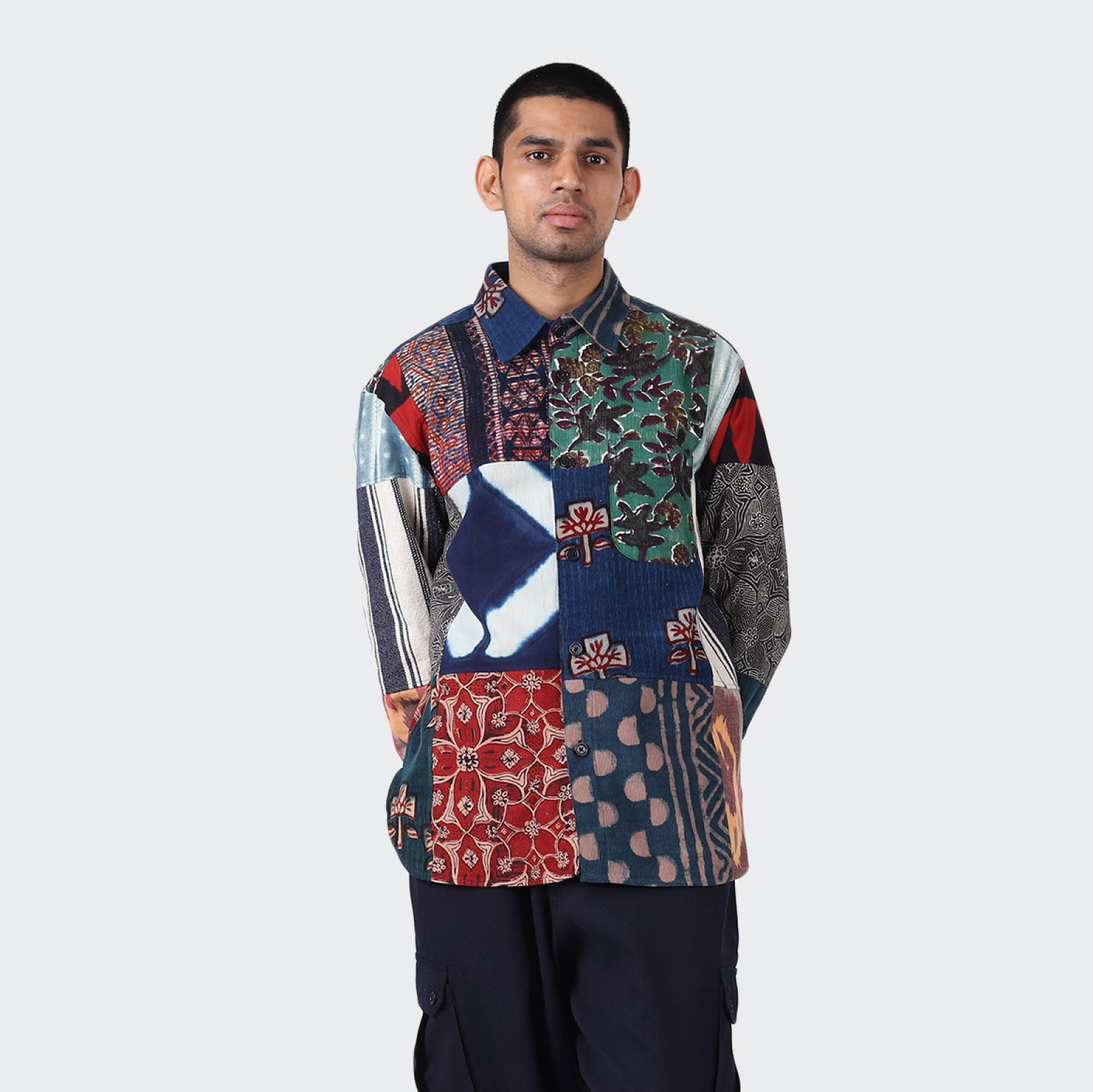 No:karudo2023aw08 | Name:LUIS_OVER SIZED REGULARCOLLAR LS SHIRT | Color:Patchwork 04【KARDO_カルド】