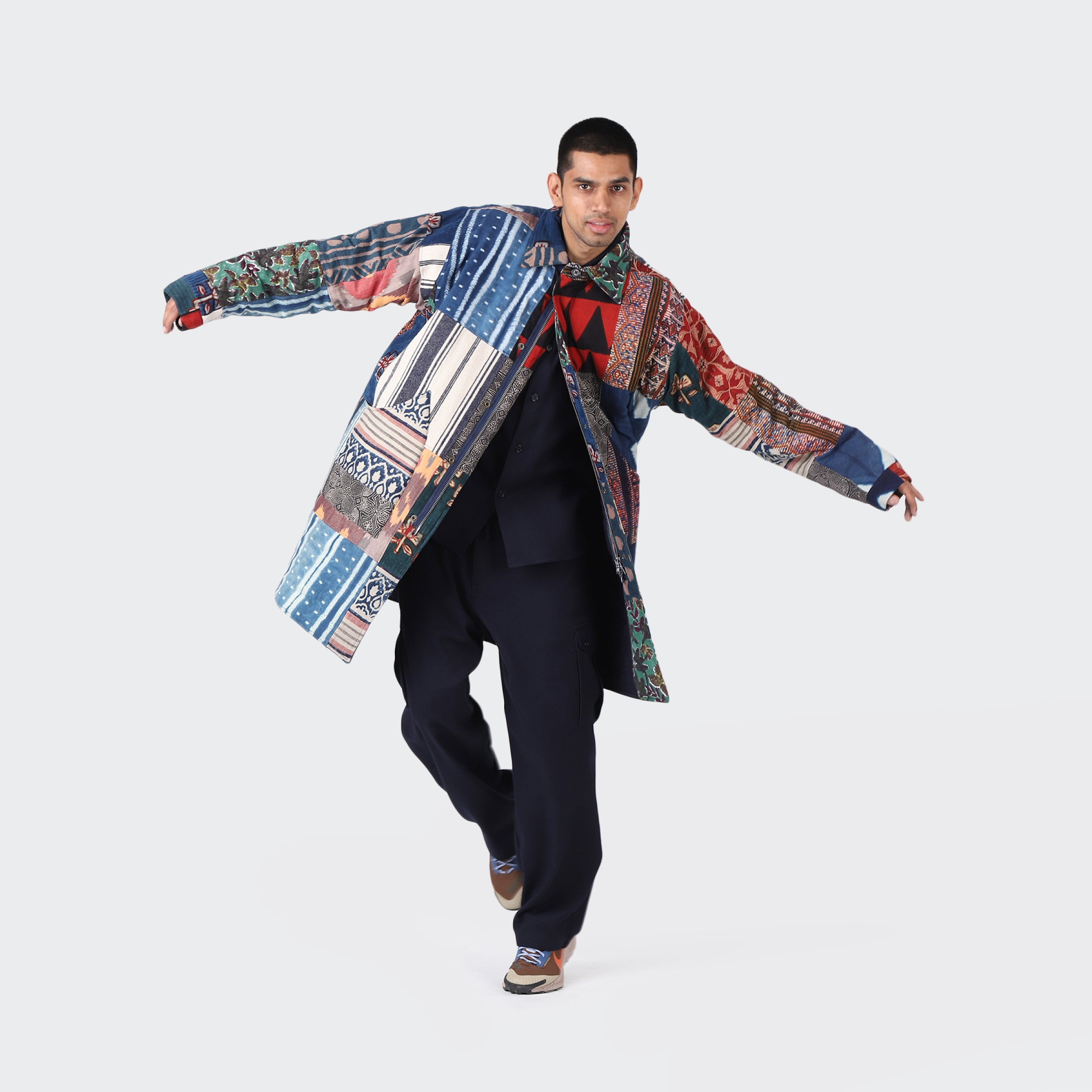 karudo2023aw10 | SANTOS_SANTOSDESCRIPTION: QUILTED LONG COAT WITHZIP & SNAP BUTTONS | Color:Patchwork 04【KARDO_カルド】