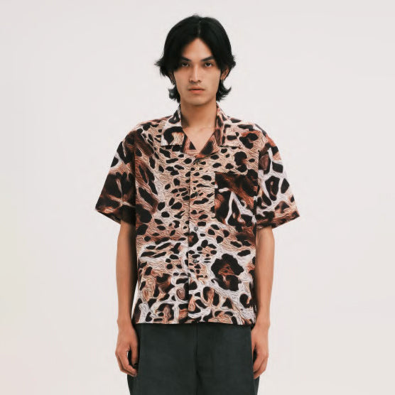 Pla25sst03_Print | Leopard printed shirt | Color:Print【PLATEAU STUDIO_プラトー スタジオ】