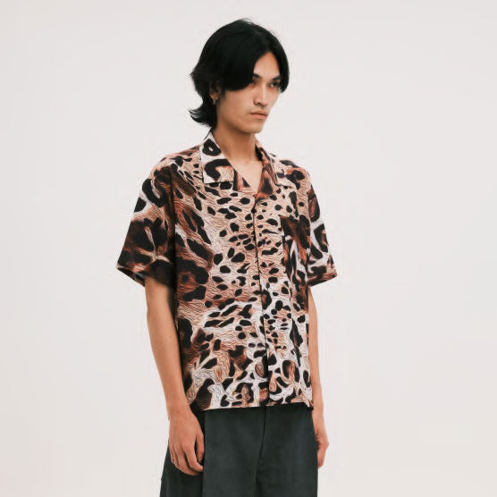 Pla25sst03_Print | Leopard printed shirt | Color:Print【PLATEAU STUDIO_プラトー スタジオ】