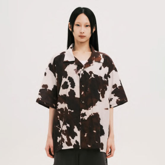 Pla25sst04_Print | Cowhide printed shirt | Color:Print【PLATEAU STUDIO_プラトー スタジオ】【archive】