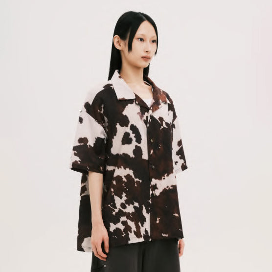 Pla25sst04_Print | Cowhide printed shirt | Color:Print【PLATEAU STUDIO_プラトー スタジオ】【archive】