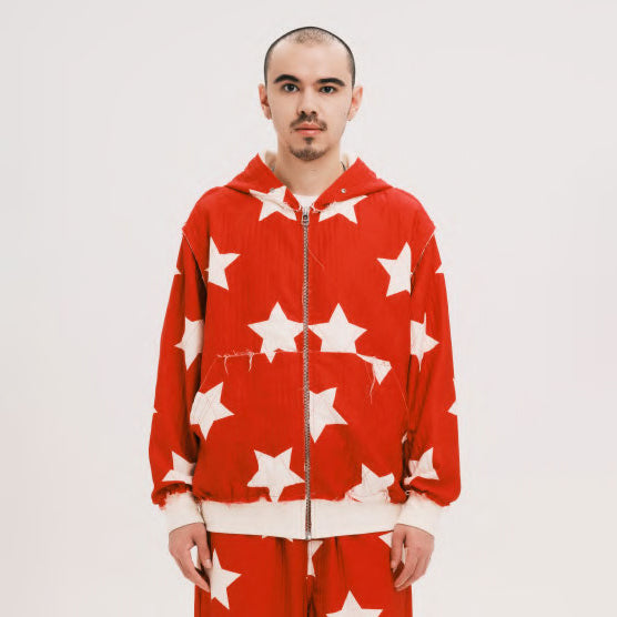 Pla25ssj11_Red | Star zip-up jacket | Color:Red【PLATEAU STUDIO_プラトー スタジオ】【archive】