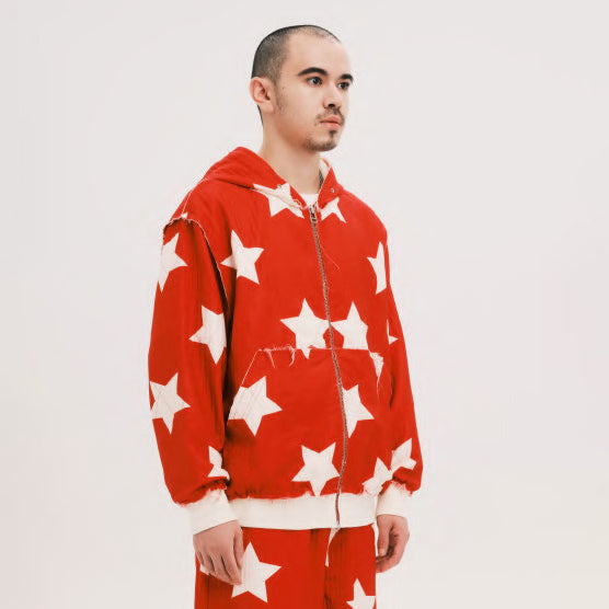 Pla25ssj11_Red | Star zip-up jacket | Color:Red【PLATEAU STUDIO_プラトー スタジオ】【archive】