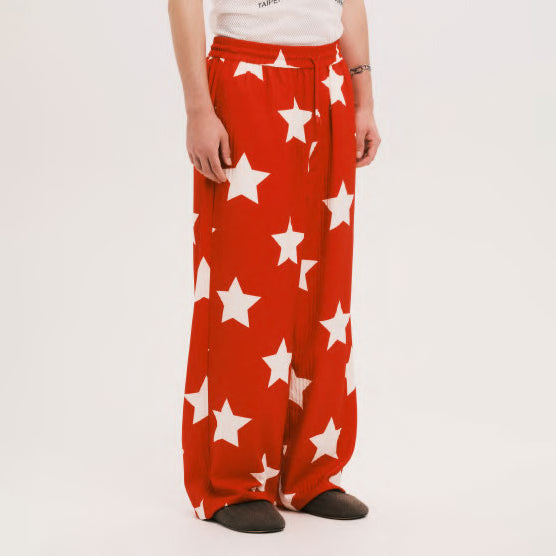 Pla25ssp02_Red | Star pajama pants | Color:Red【PLATEAU STUDIO_プラトー スタジオ】【archive】