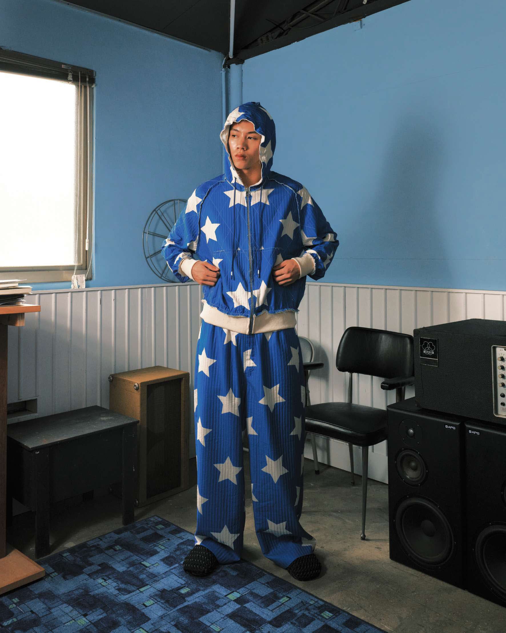 Pla25ssp01_Blue | Star pajama pants | Color:Blue【PLATEAU STUDIO_プラトー スタジオ】【archive】