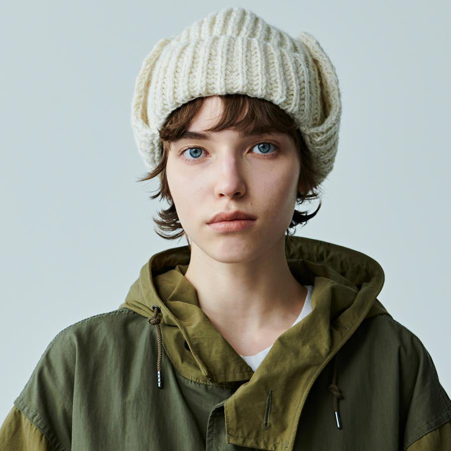 MIL23FAC3014 | HAND KNIT FLIGHT CAP | Color:Ivory/Red/Navy【KHA:KI_カーキ】【ネコポス選択可能】【archive】