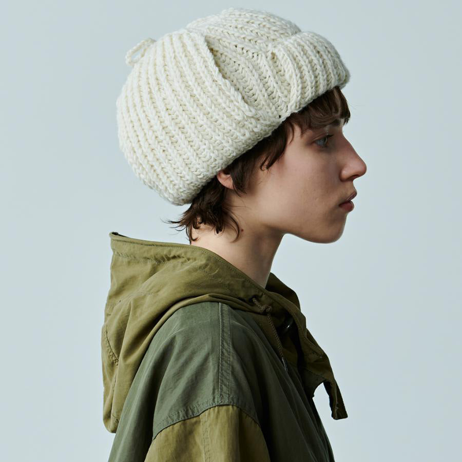 MIL23FAC3014 | HAND KNIT FLIGHT CAP | Color:Ivory/Red/Navy【KHA:KI_カーキ】【ネコポス選択可能】【archive】