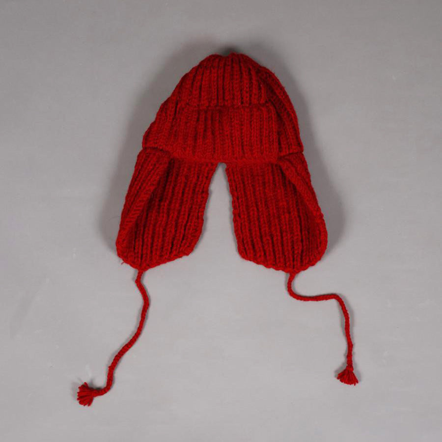 MIL23FAC3014 | HAND KNIT FLIGHT CAP | Color:Ivory/Red/Navy【KHA:KI_カーキ】【ネコポス選択可能】【archive】