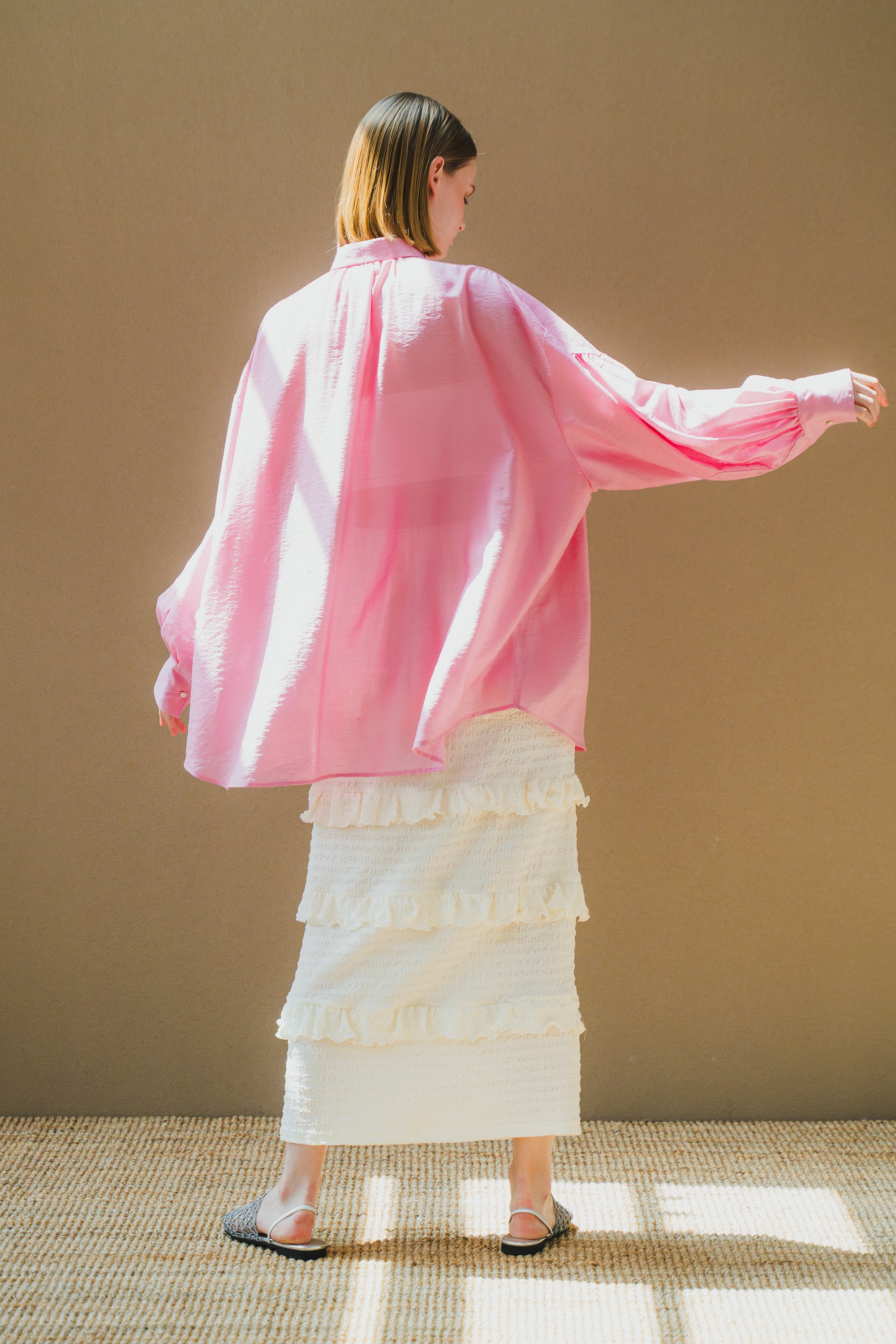 WHT25HBL4065_Pink | SHEER VOLUME BLOUSE – Pink | WHYTO