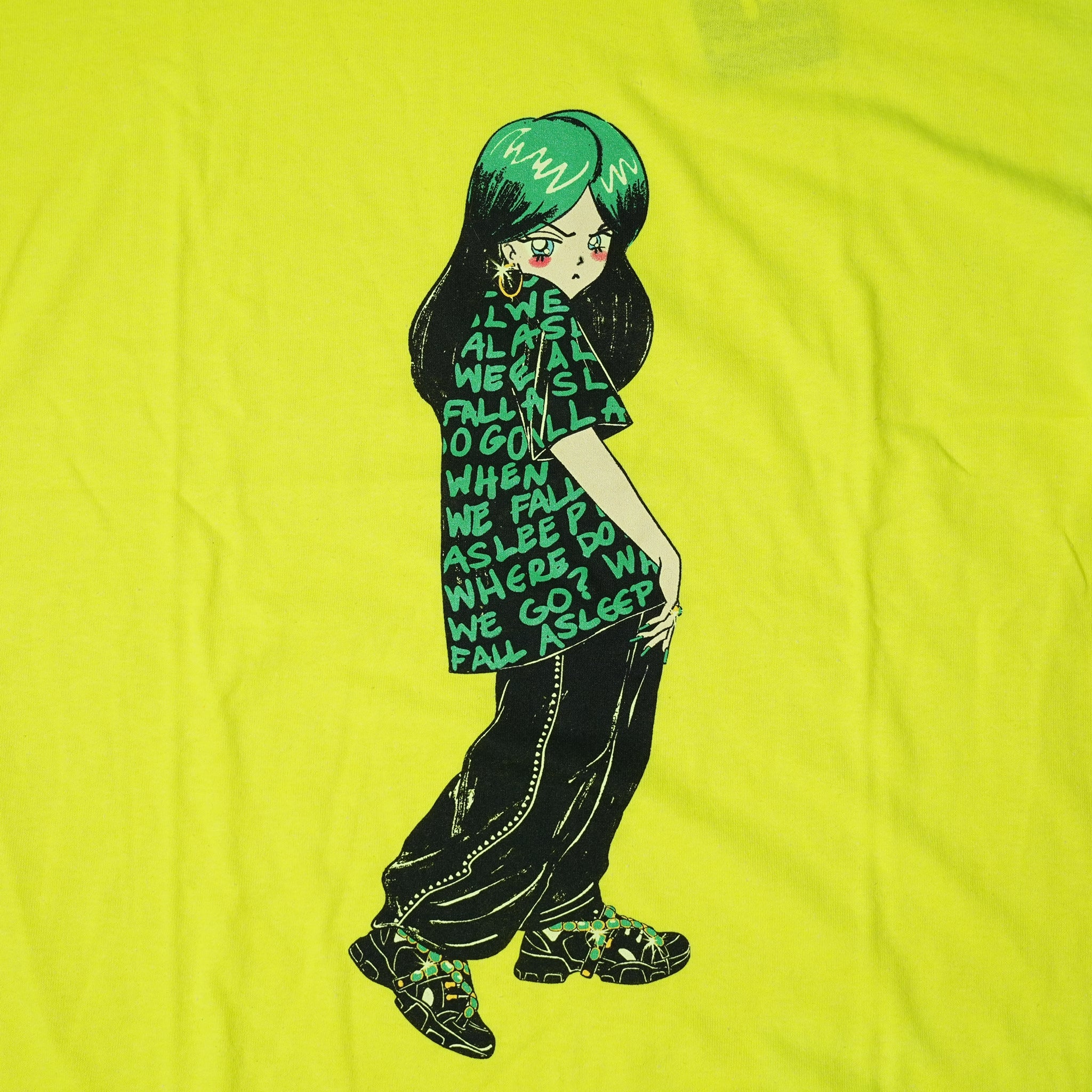 Name:BillieEilish_Anime Billie_Unisex_GREEN【ROCK OFF】【ネコポス選択可能】