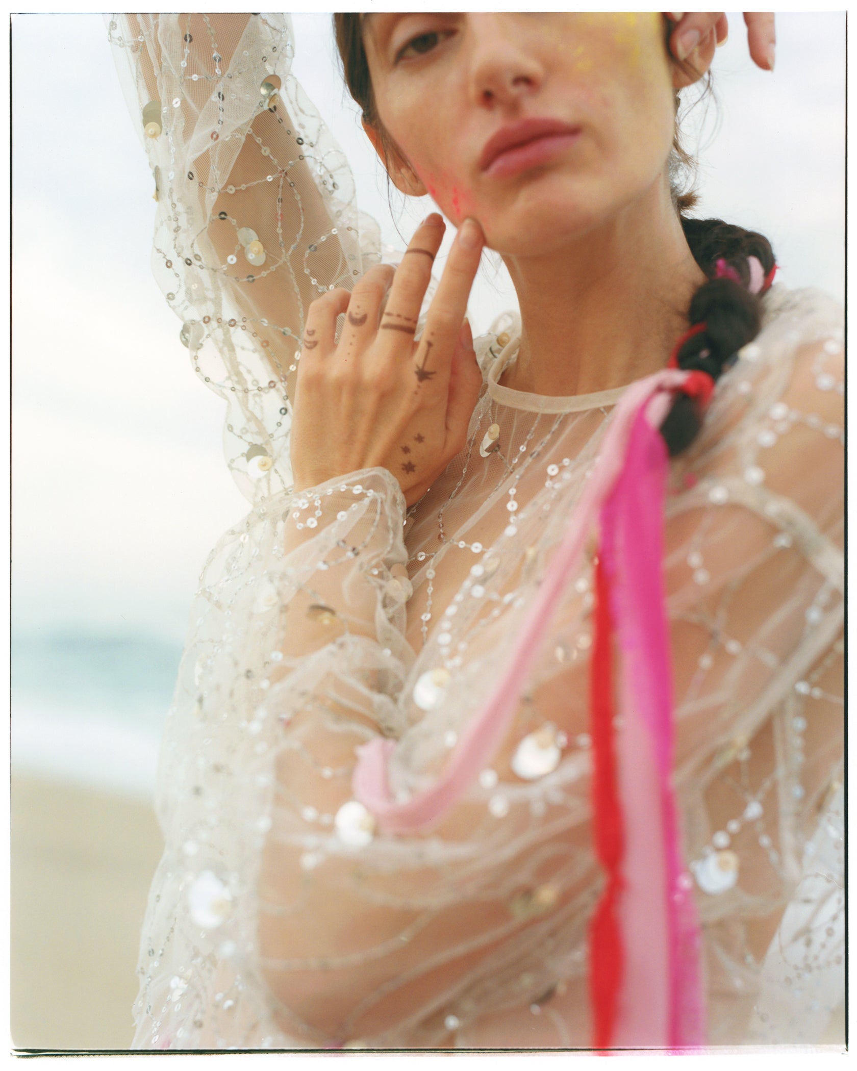 020151SN1_Ecru | SHINY SEQUIN EMBROIDERY TOP | Color:Ecru【SARA MALLIKA_サラマリカ】