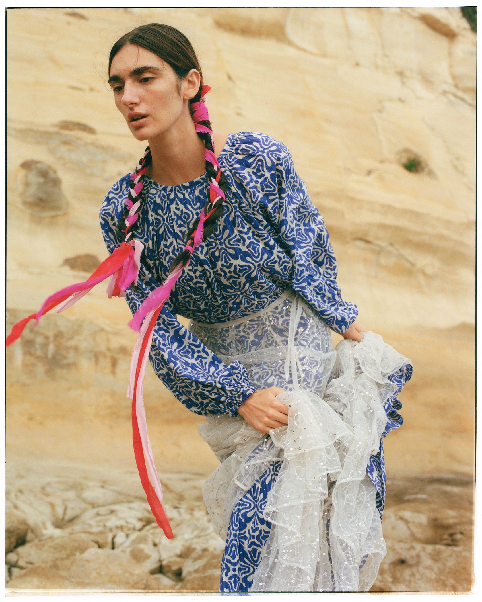 020351SN2_Ecru | SHINY SEQUIN EMBROIDERY SKIRT | Color:Ecru【SARA MALLIKA_サラマリカ】