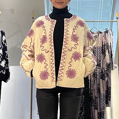 DEEPIKA TAPE EMB JACKET – Ecru | SARAMALLIKA