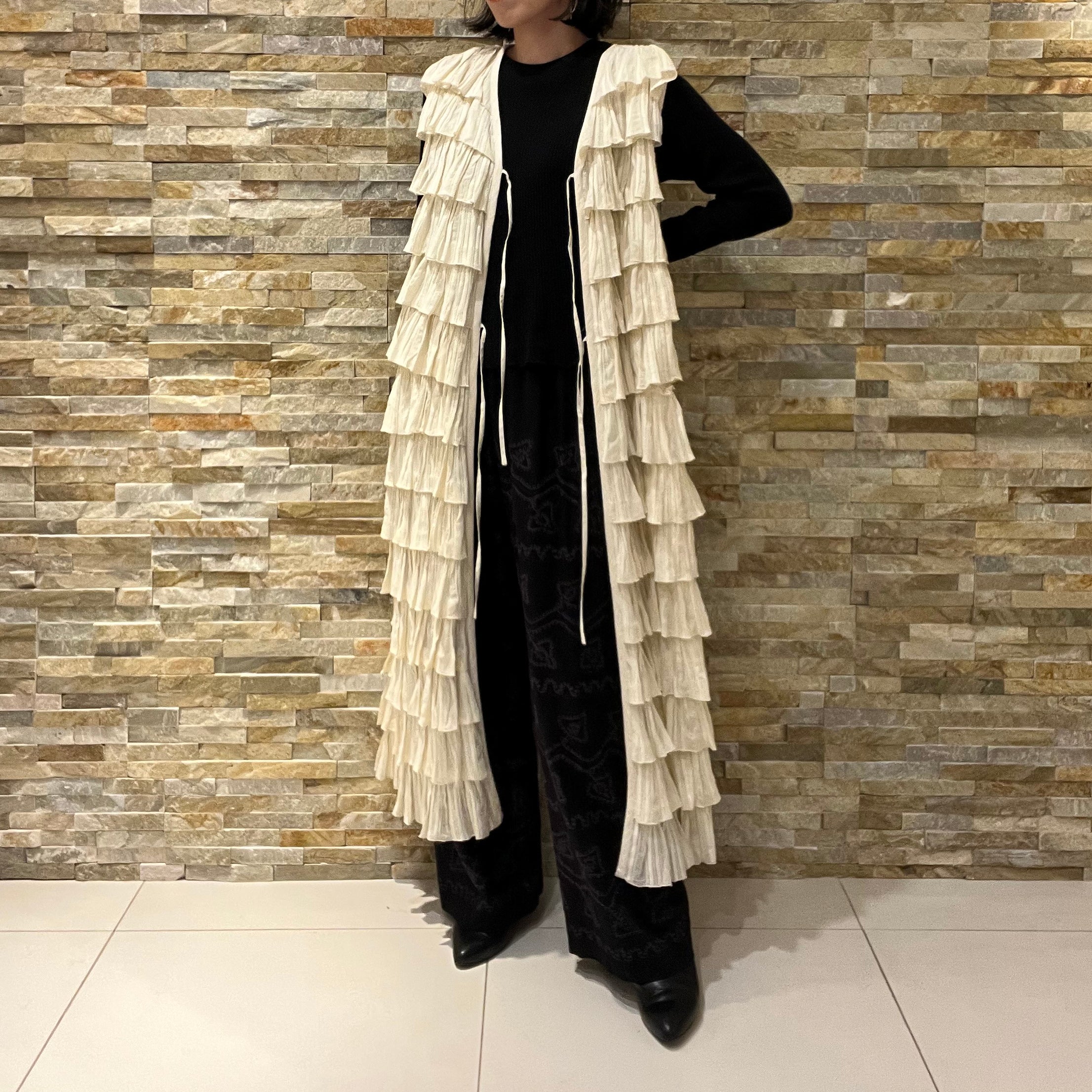 C.JQD FRILL LAYERED GOWN – Ecru | SARAMALLIKA
