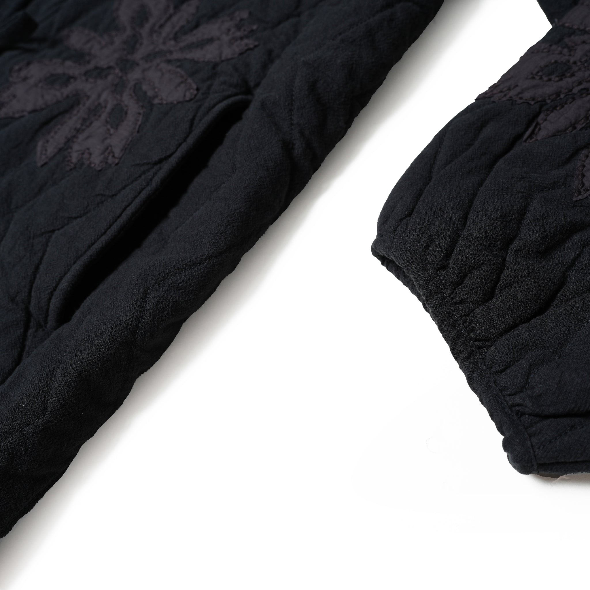 COTTON FLOWER PATCHWORK JK – Black | SARAMALLIKA