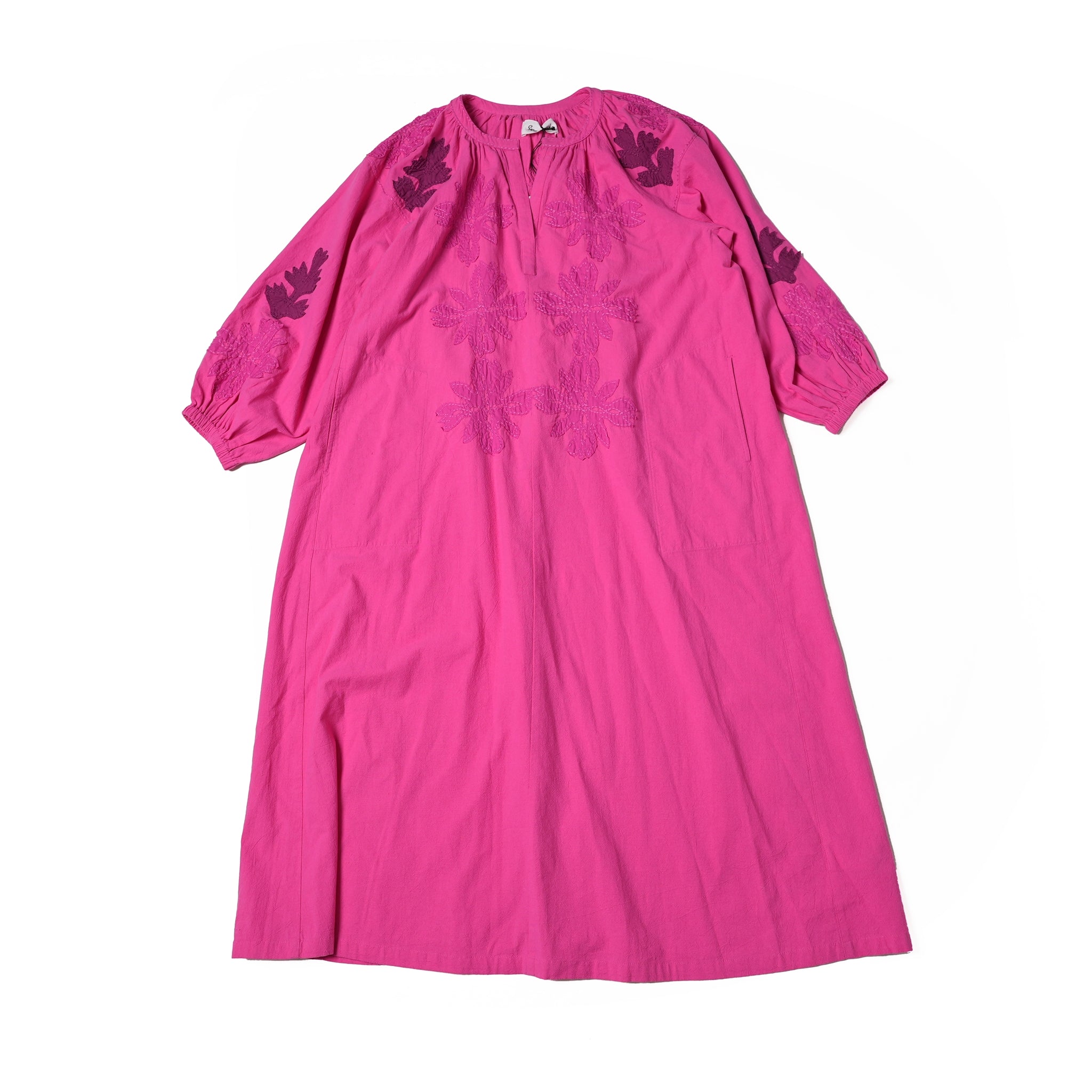 COTTON FLOWER PATCHWORK DRESS – Pink | SARAMALLIKA