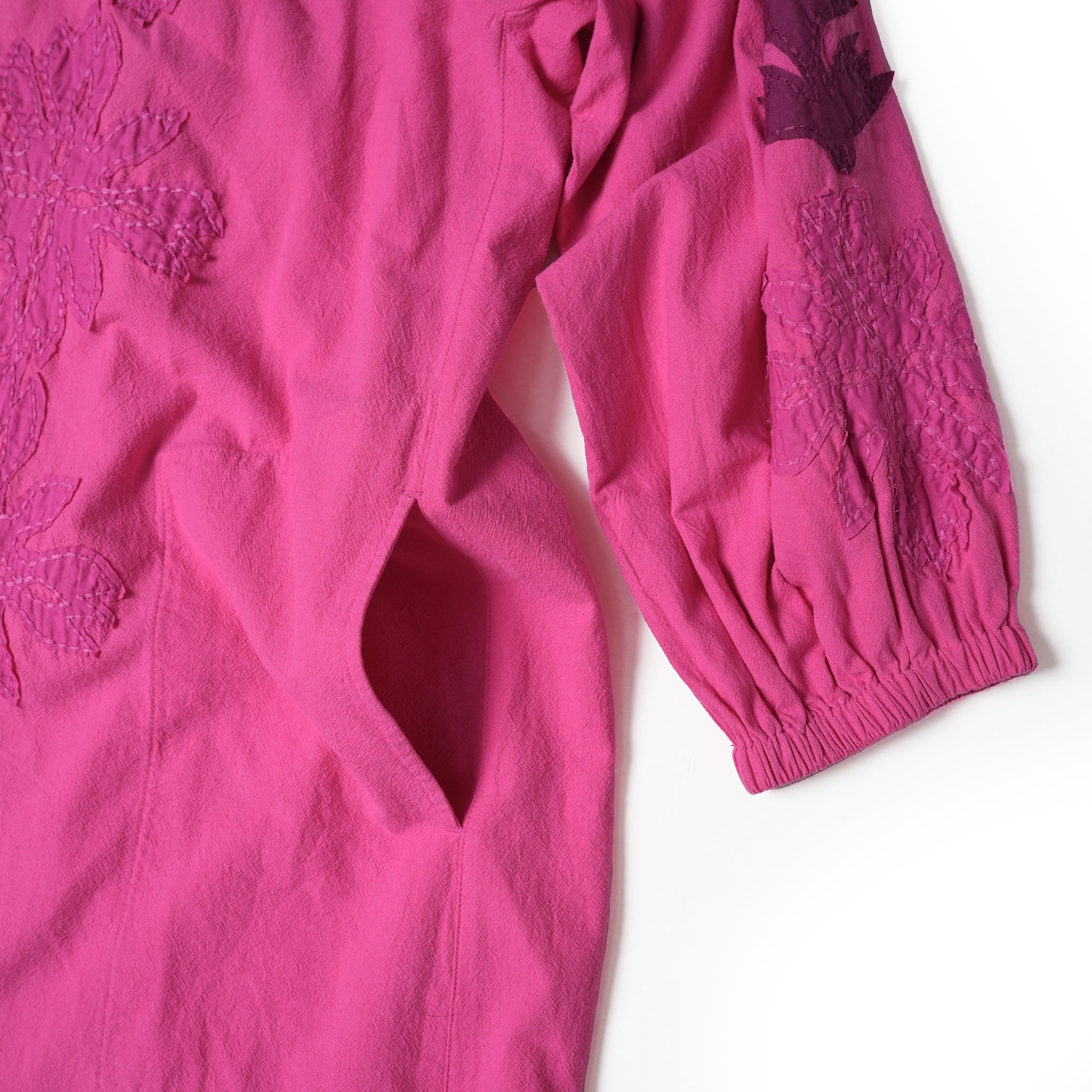 COTTON FLOWER PATCHWORK DRESS – Pink | SARAMALLIKA