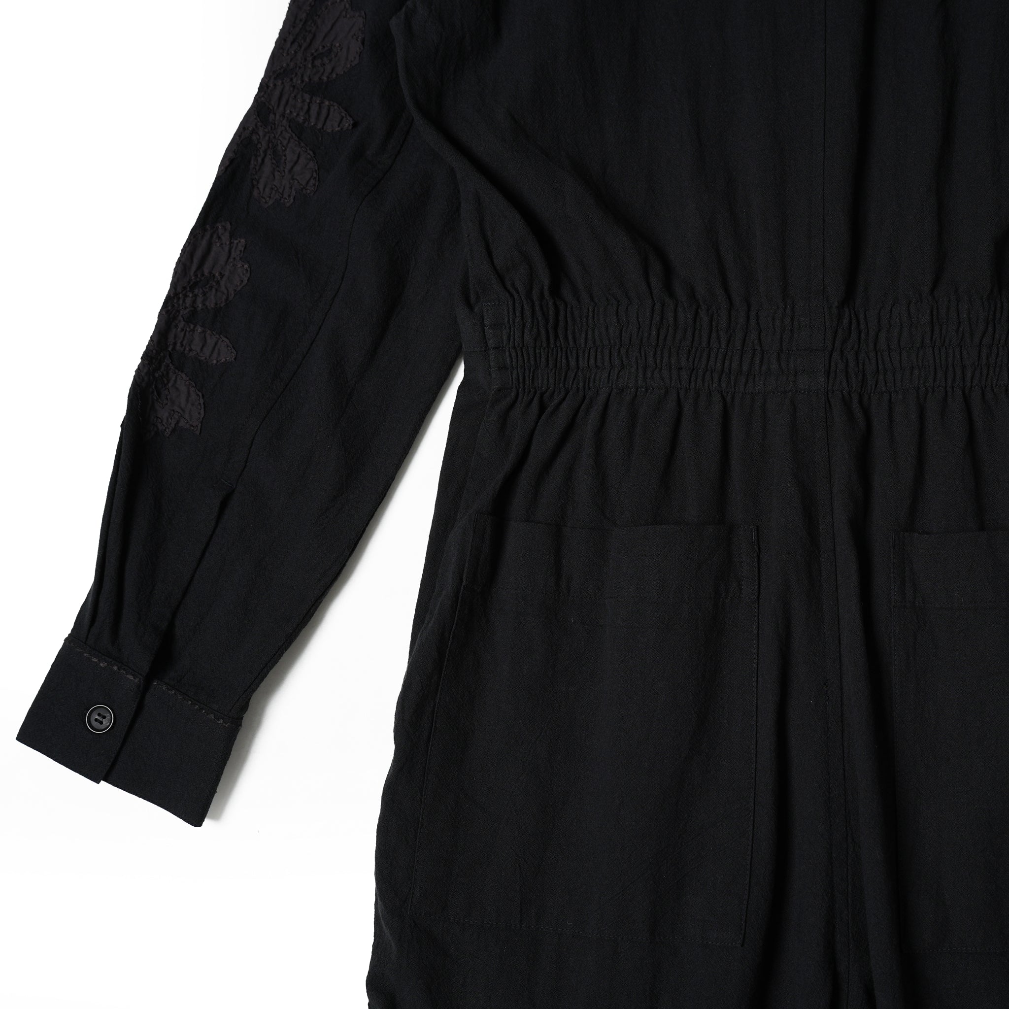 COTTON FLOWER PATCHWORK ALL IN ONE – Black | SARAMALLIKA