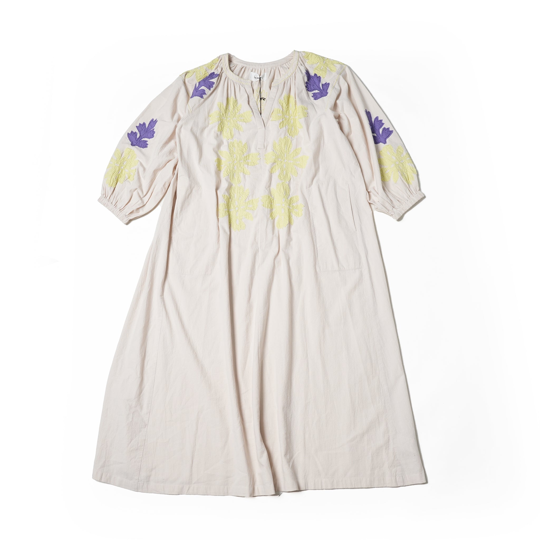 COTTON FLOWER PATCHWORK DRESS – Ecru | SARAMALLIKA