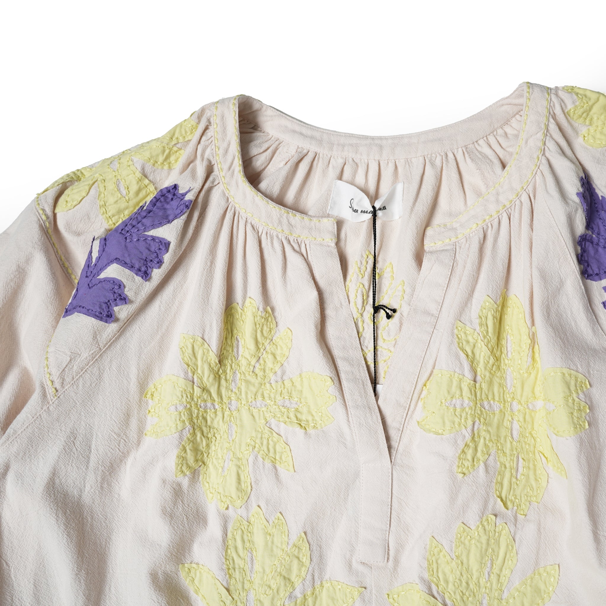 COTTON FLOWER PATCHWORK DRESS – Ecru | SARAMALLIKA