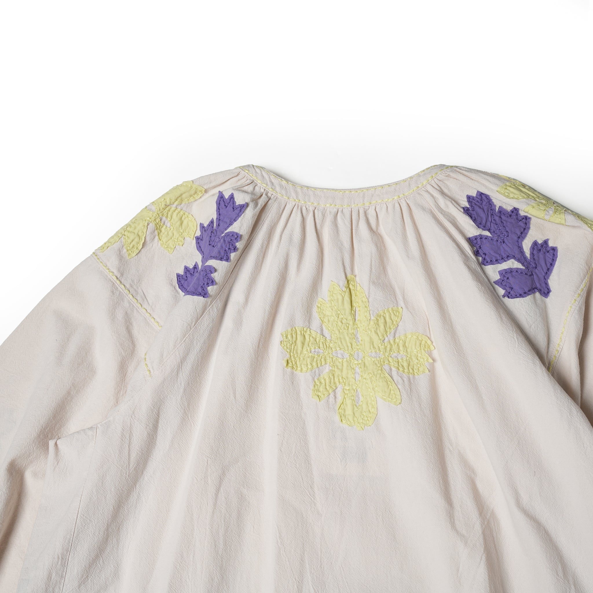 COTTON FLOWER PATCHWORK DRESS – Ecru | SARAMALLIKA