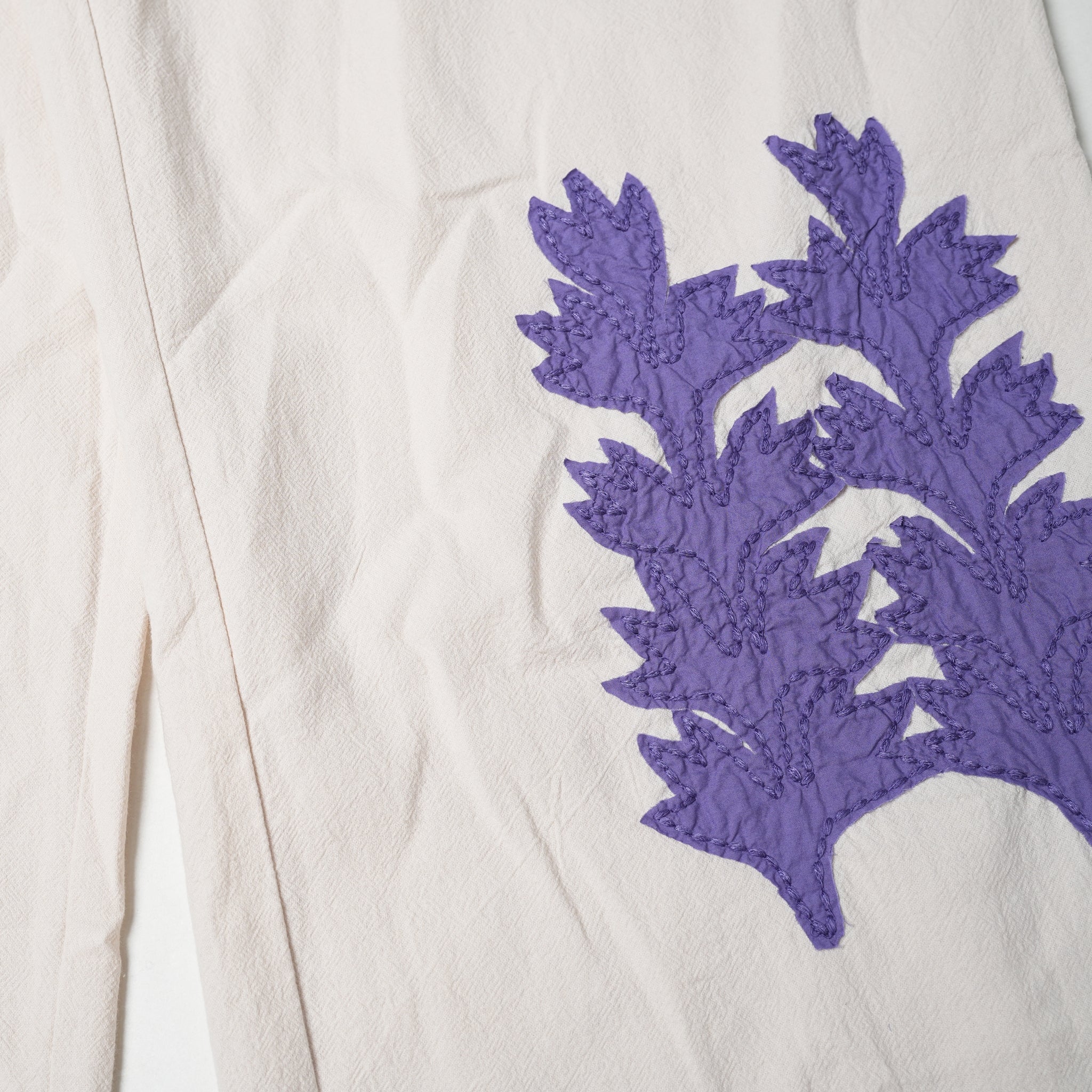 COTTON FLOWER PATCH WORK PANTS – Ecru | SARAMALLIKA