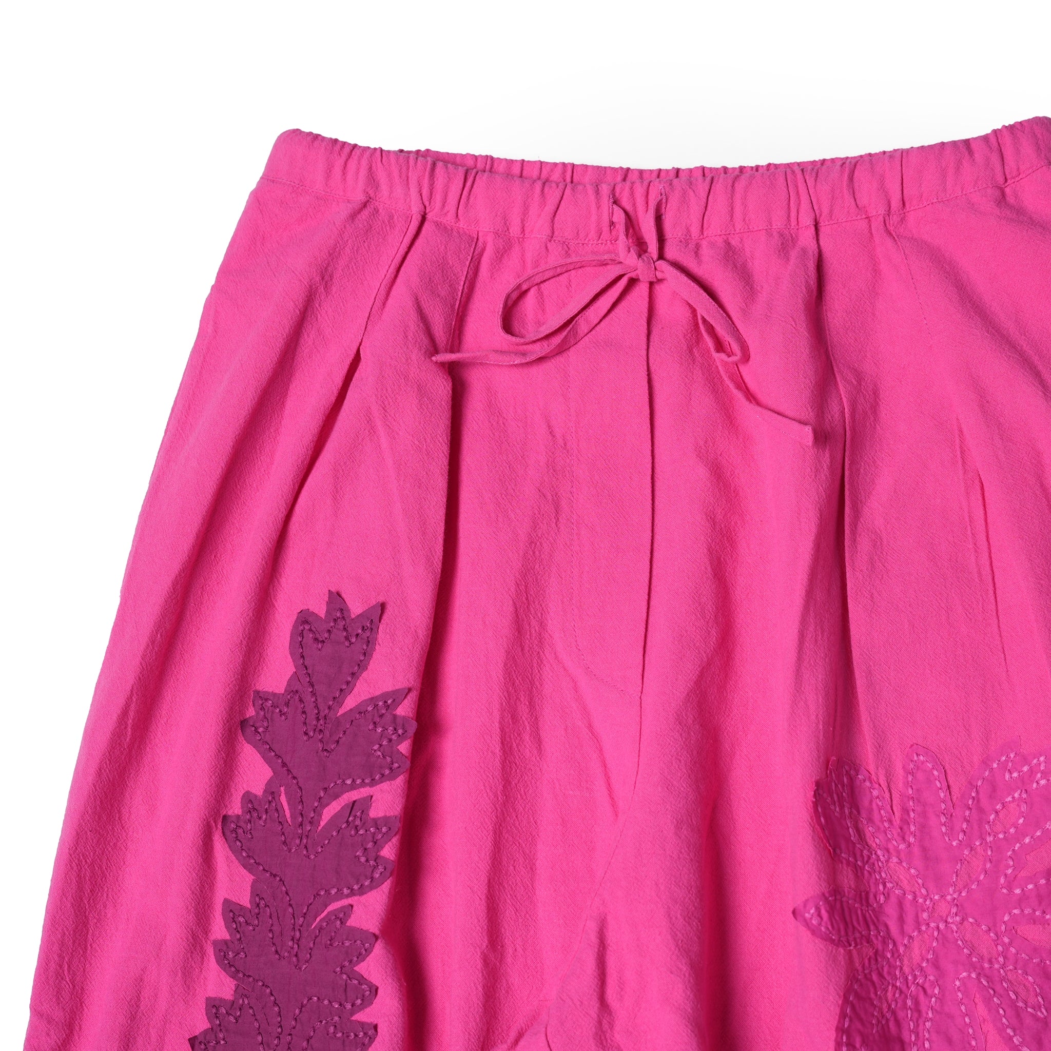 COTTON FLOWER PATCH WORK PANTS – Pink | SARAMALLIKA