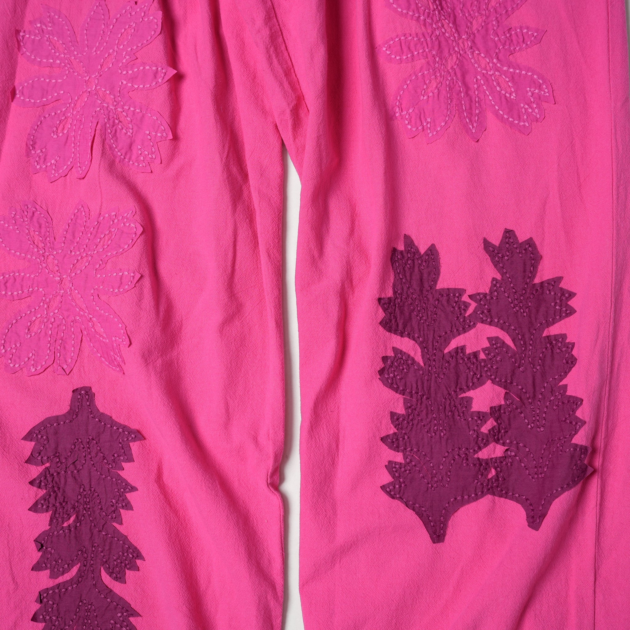 COTTON FLOWER PATCH WORK PANTS – Pink | SARAMALLIKA