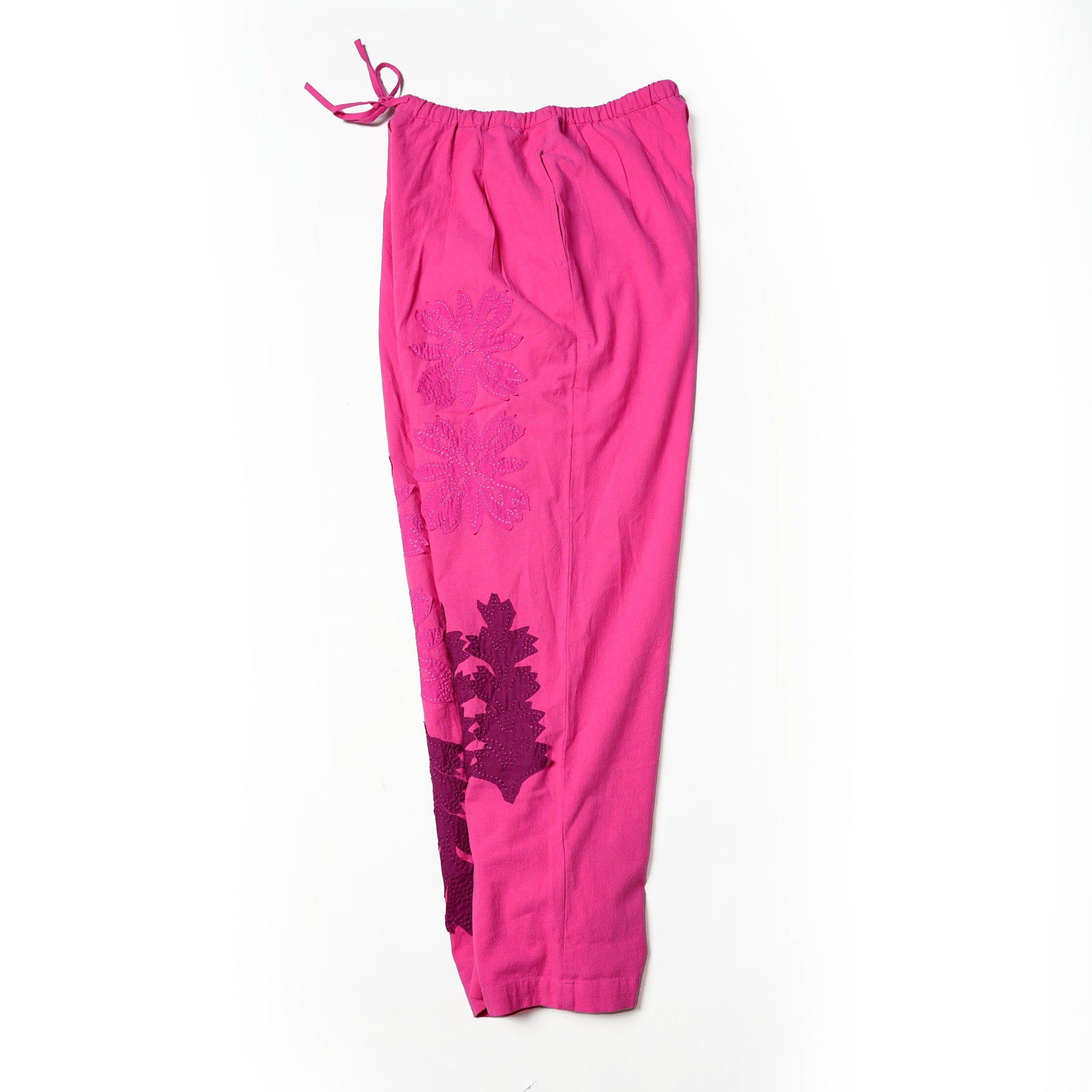 COTTON FLOWER PATCH WORK PANTS – Pink | SARAMALLIKA