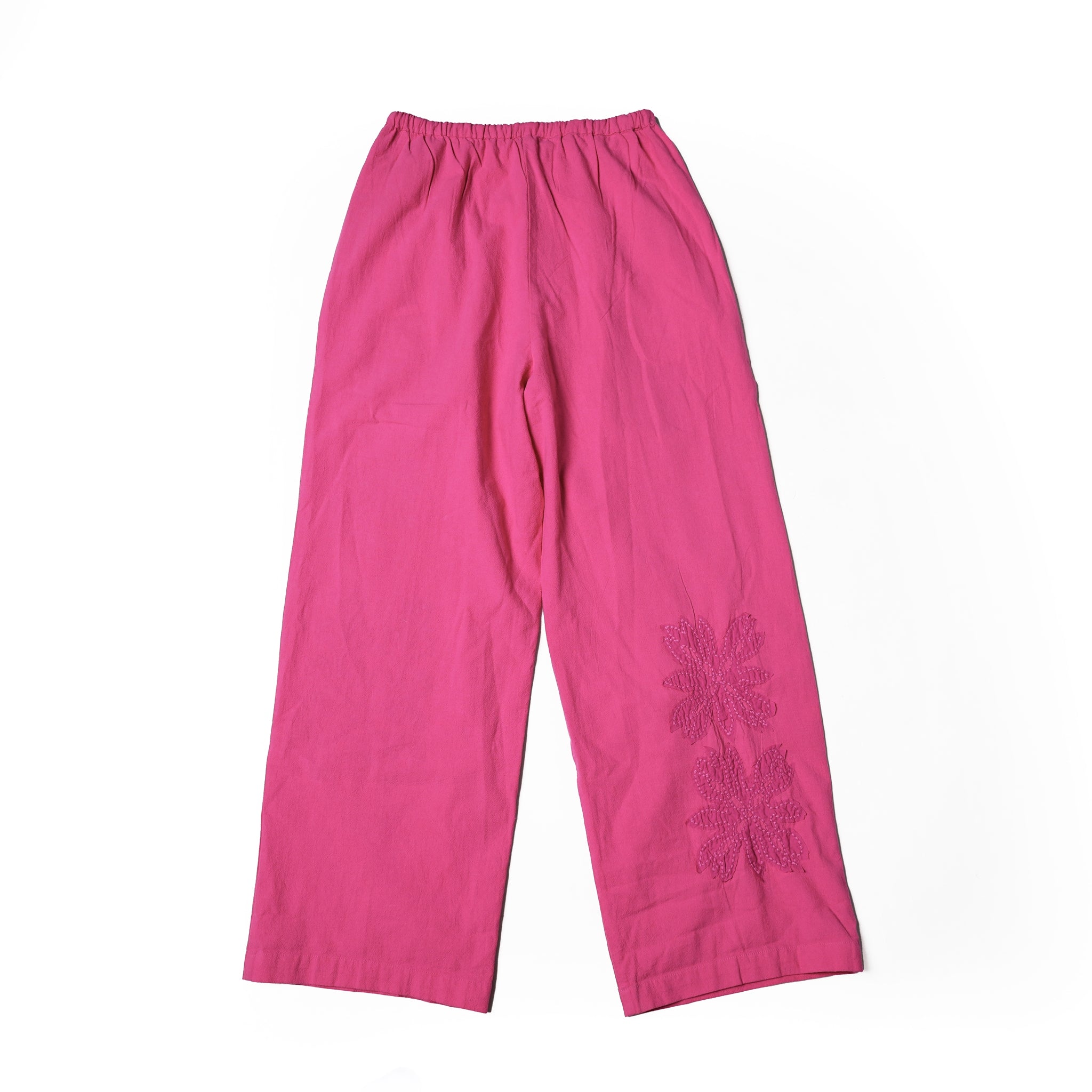 COTTON FLOWER PATCH WORK PANTS – Pink | SARAMALLIKA