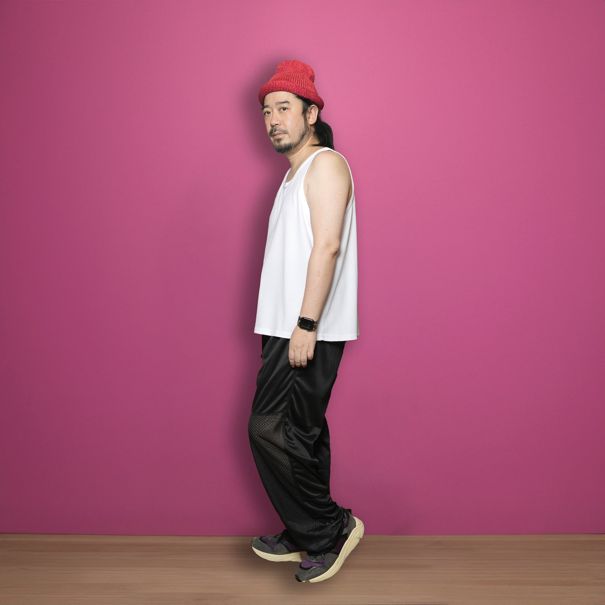D-Knee Pants / Toned Heavy-Mock and Gym Mesh 100% Polyester | Color:Black | Size:M/L/XL | 【SMOKE T ONE_スモークトーン】【D-SPORT WEAR】