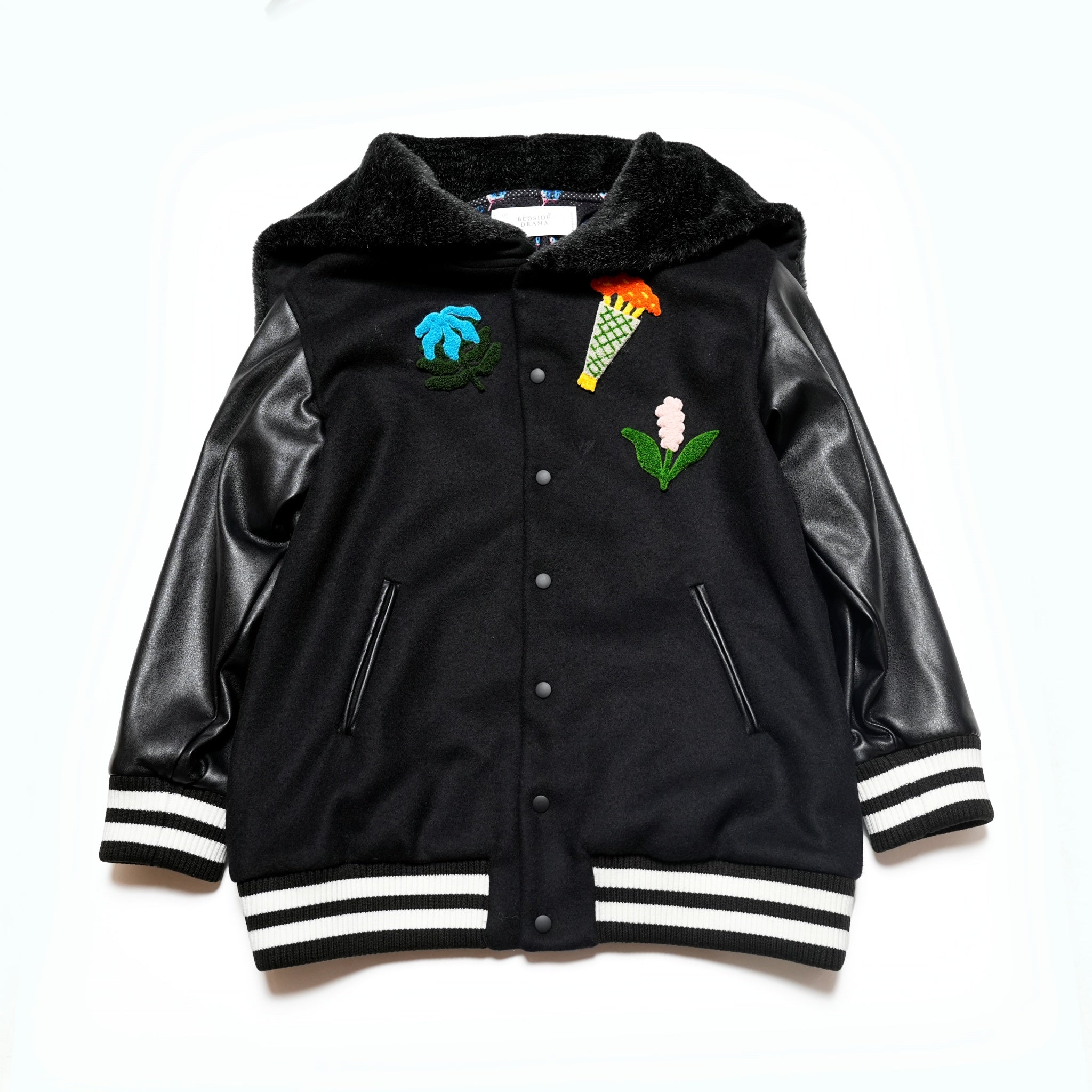 BSD24AW-05_BLACK | Flower Sailor Stadium Jacket | Color:Black【BEDSIDEDRAMA_ベッドサイドドラマ】