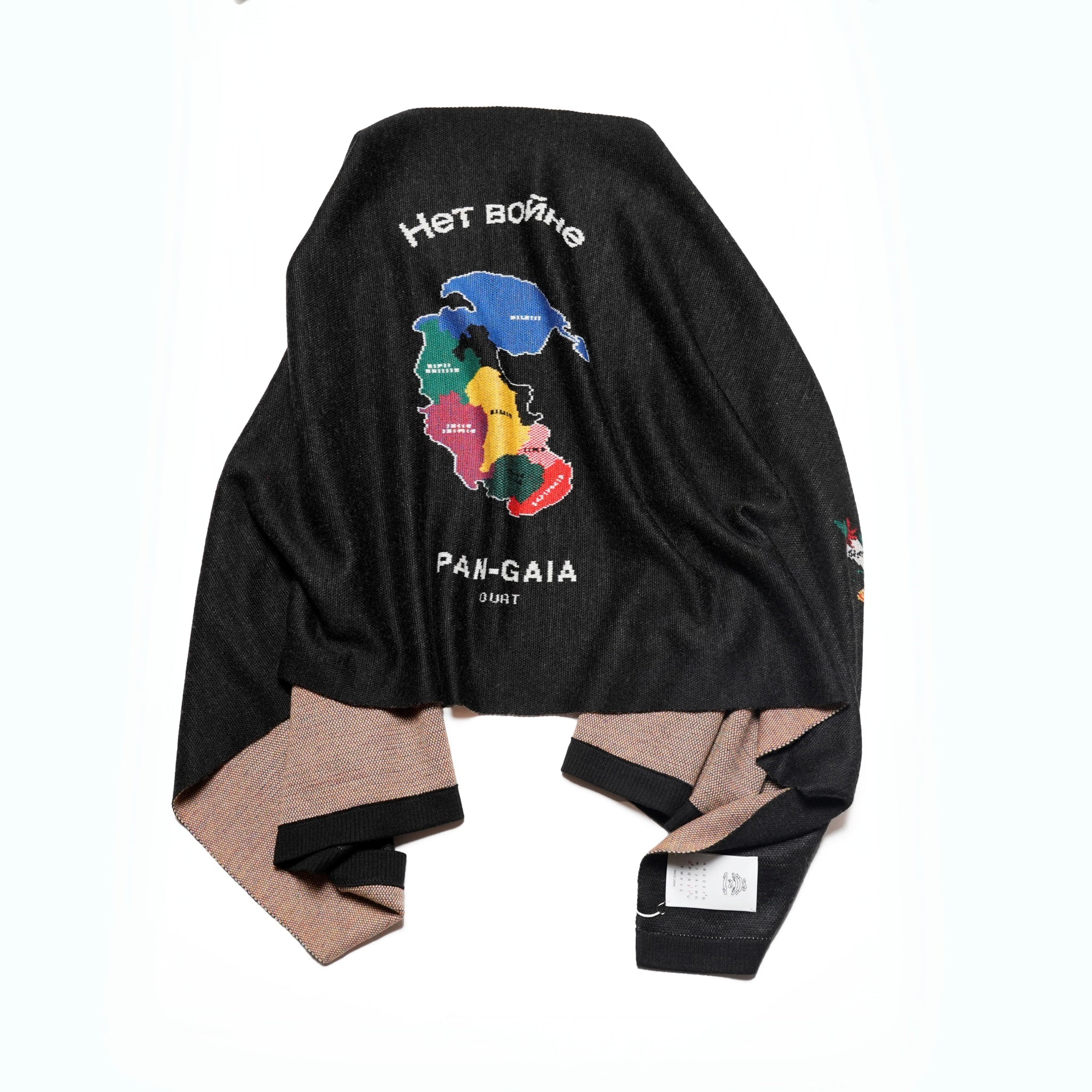 SF24AW-14_BLACK | Pangea Vietnam Jacket Knit Stole | Color:Black【STOF_ストフ】【archive】