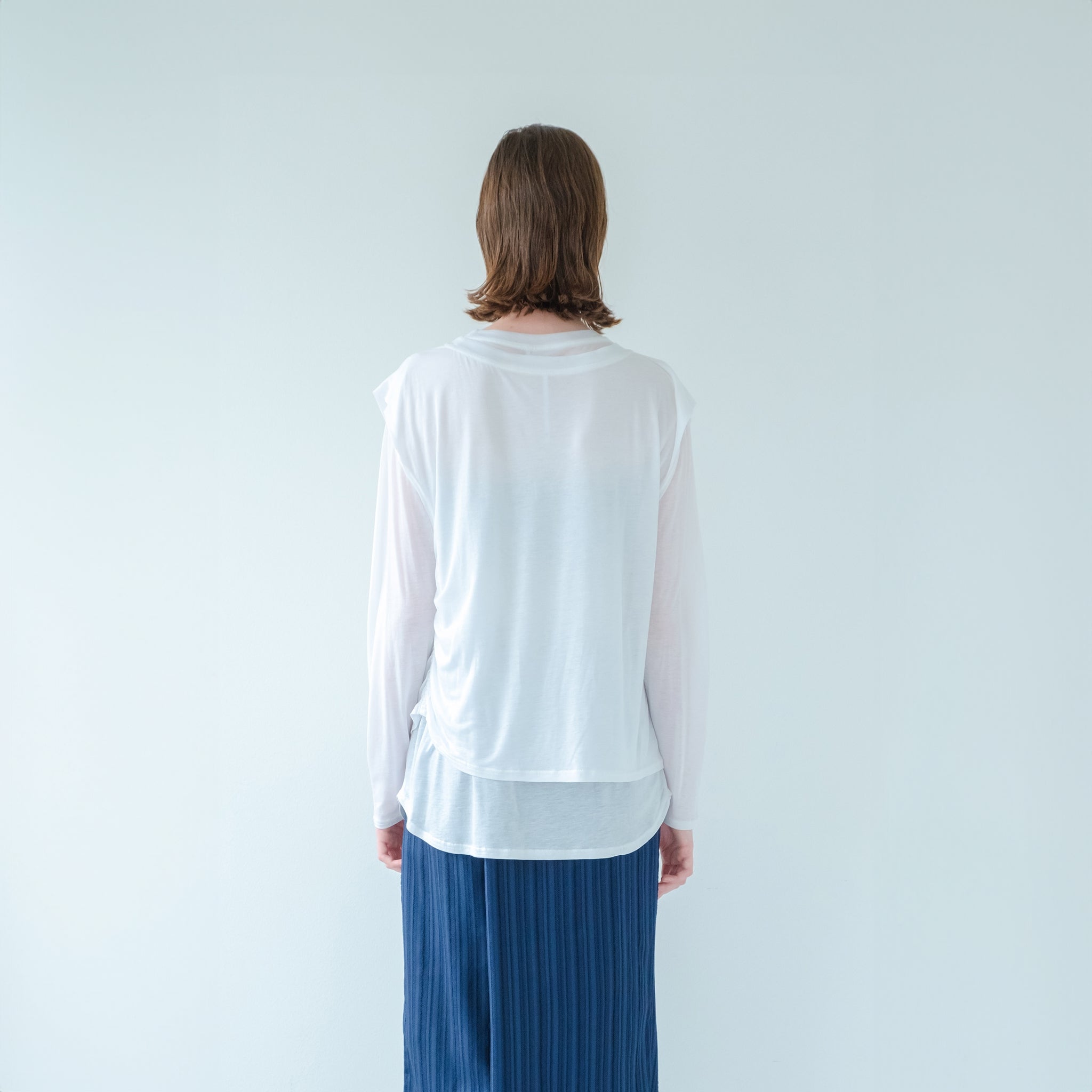 WHT24HBL4047 | SHEER LAYERED TEE | Color:Off White/Black【WHYTO_ホワイト】