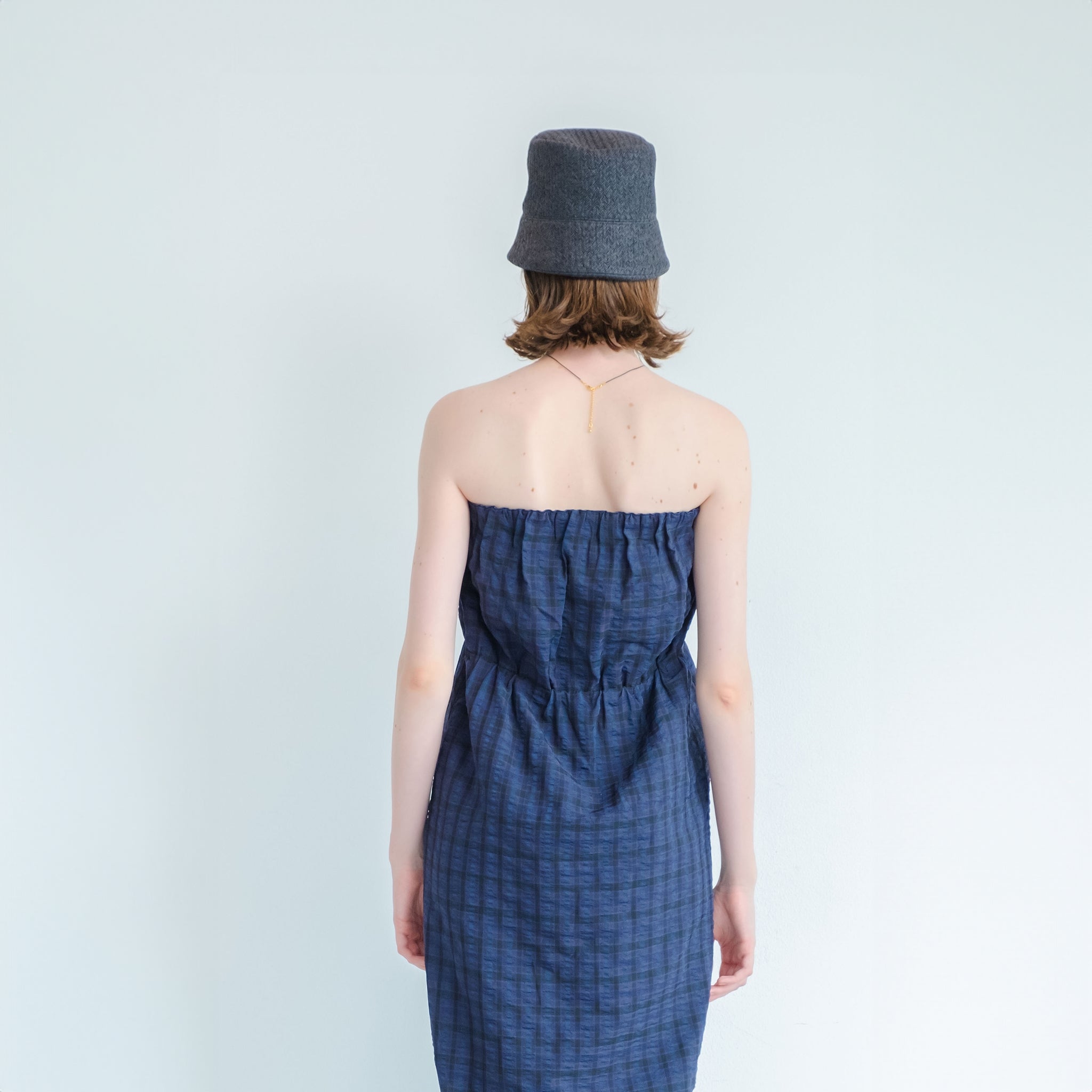 WHT24HOP4050 | CHECK REVERSIBLE DRESS | Color:Off Beige/Black【WHYTO_ホワイト】