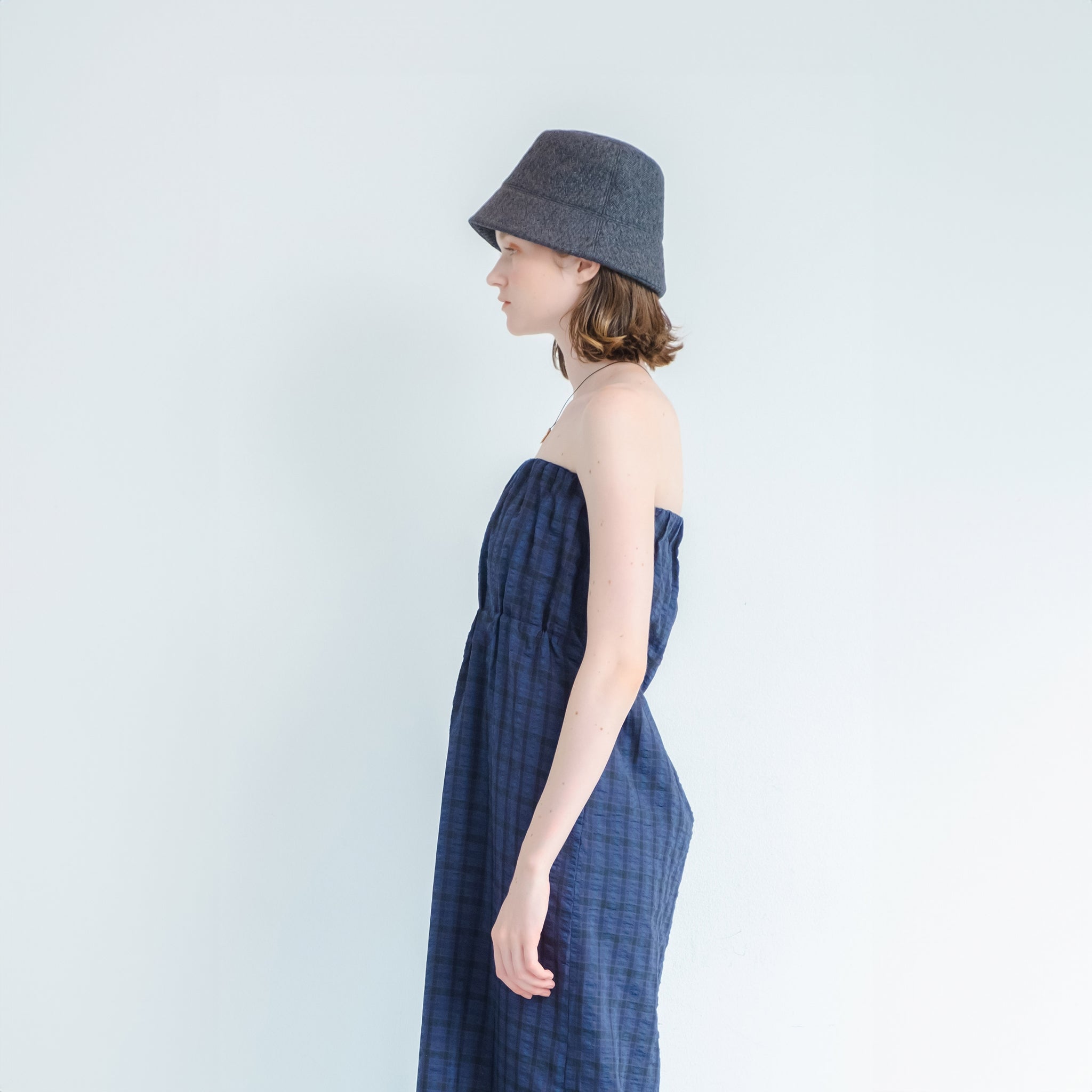 WHT24HOP4050 | CHECK REVERSIBLE DRESS | Color:Off Beige/Black【WHYTO_ホワイト】