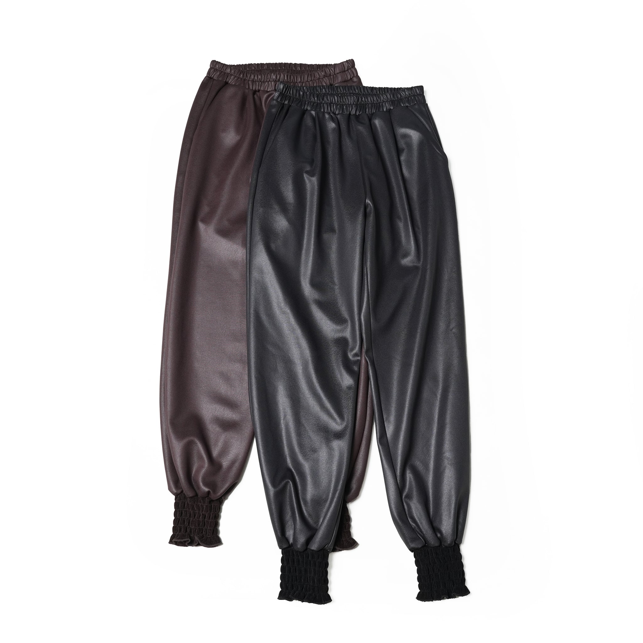 No:WHT23FPT4034 | Name:Leather Like Shirring Jodhpurs | Color:Black/Brown【WHYTO _ホワイト】