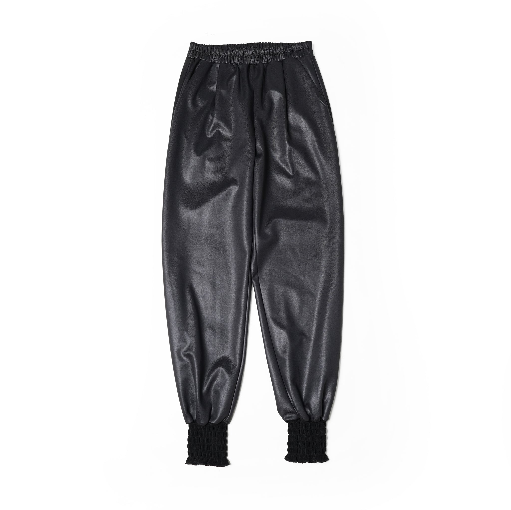 No:WHT23FPT4034 | Name:Leather Like Shirring Jodhpurs | Color:Black/Brown【WHYTO _ホワイト】