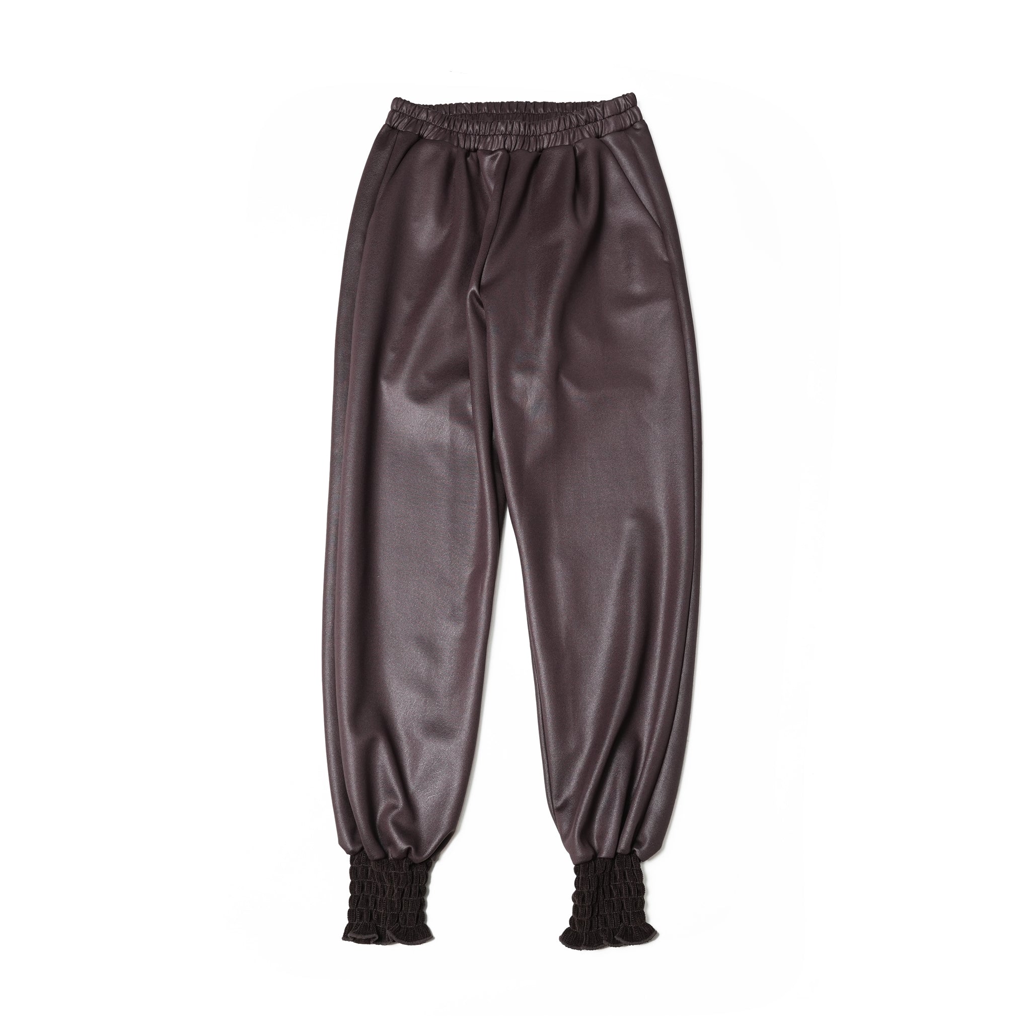 No:WHT23FPT4034 | Name:Leather Like Shirring Jodhpurs | Color:Black/Brown【WHYTO _ホワイト】