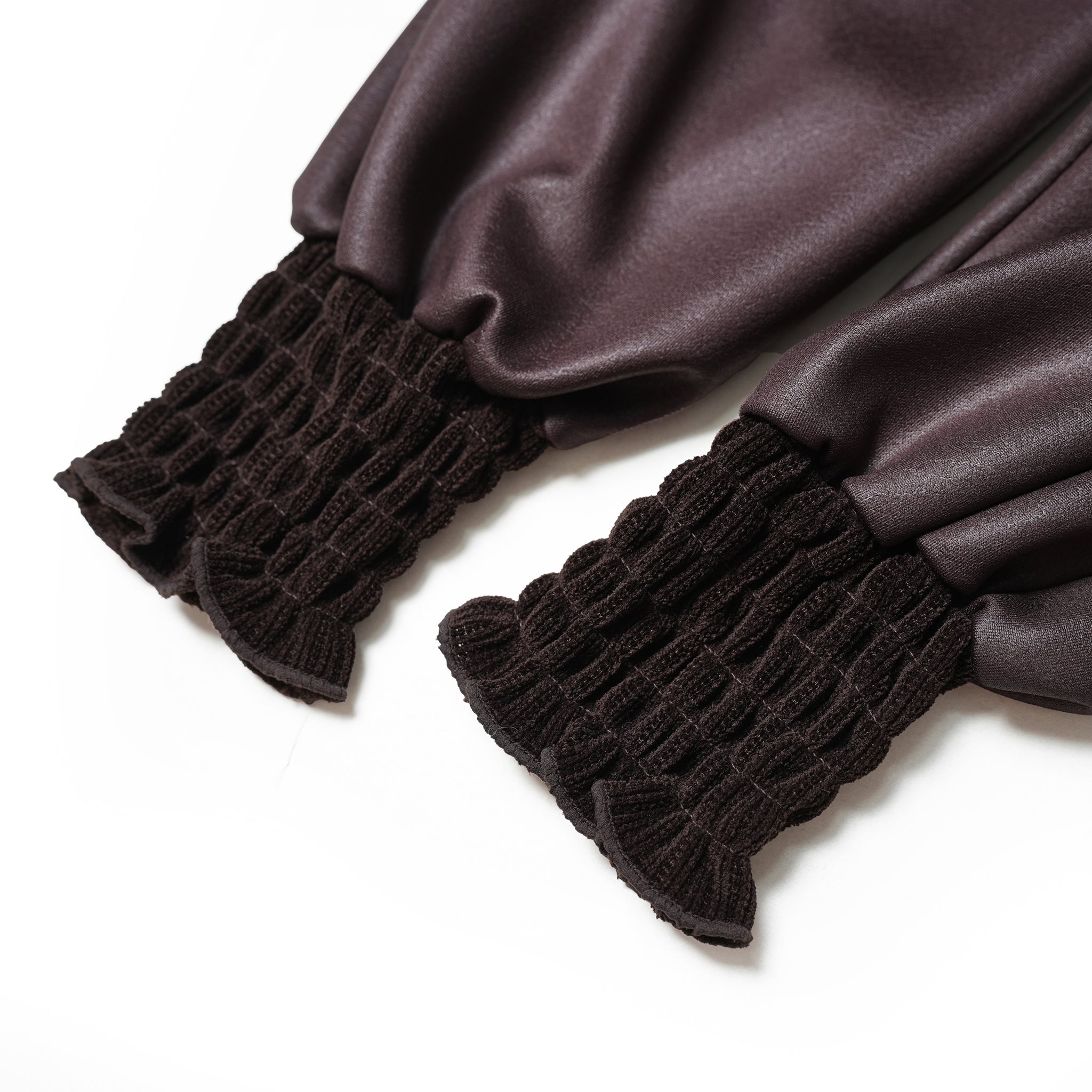No:WHT23FPT4034 | Name:Leather Like Shirring Jodhpurs | Color:Black/Brown【WHYTO _ホワイト】