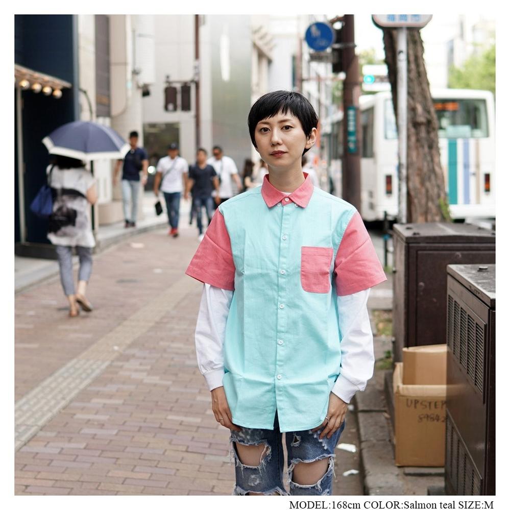 Tillson Button Up Color: Salmon-Teal Navy-Teal【ANTLER&WOODS】【ネコポス選択可能】-ANTLER & WOODS-ADDICTION FUKUOKA