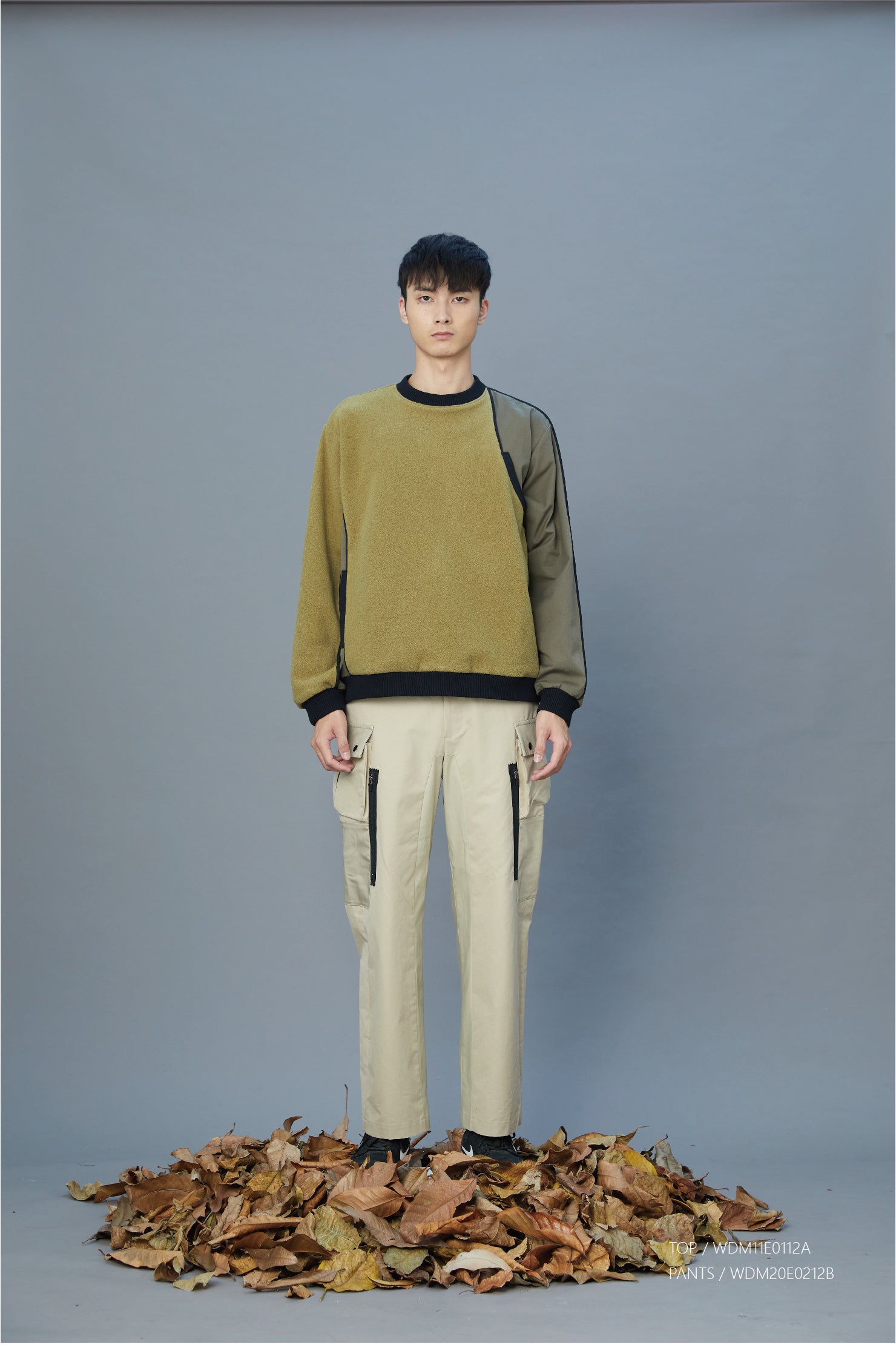 No:WDM11E0112A | Name:Shake Grain Fleece Patchwork Top | ColorMisty Green | Size:M/L【WEAVISM】【入荷予定アイテム・入荷連絡可能】-WEAVISM-ADDICTION FUKUOKA
