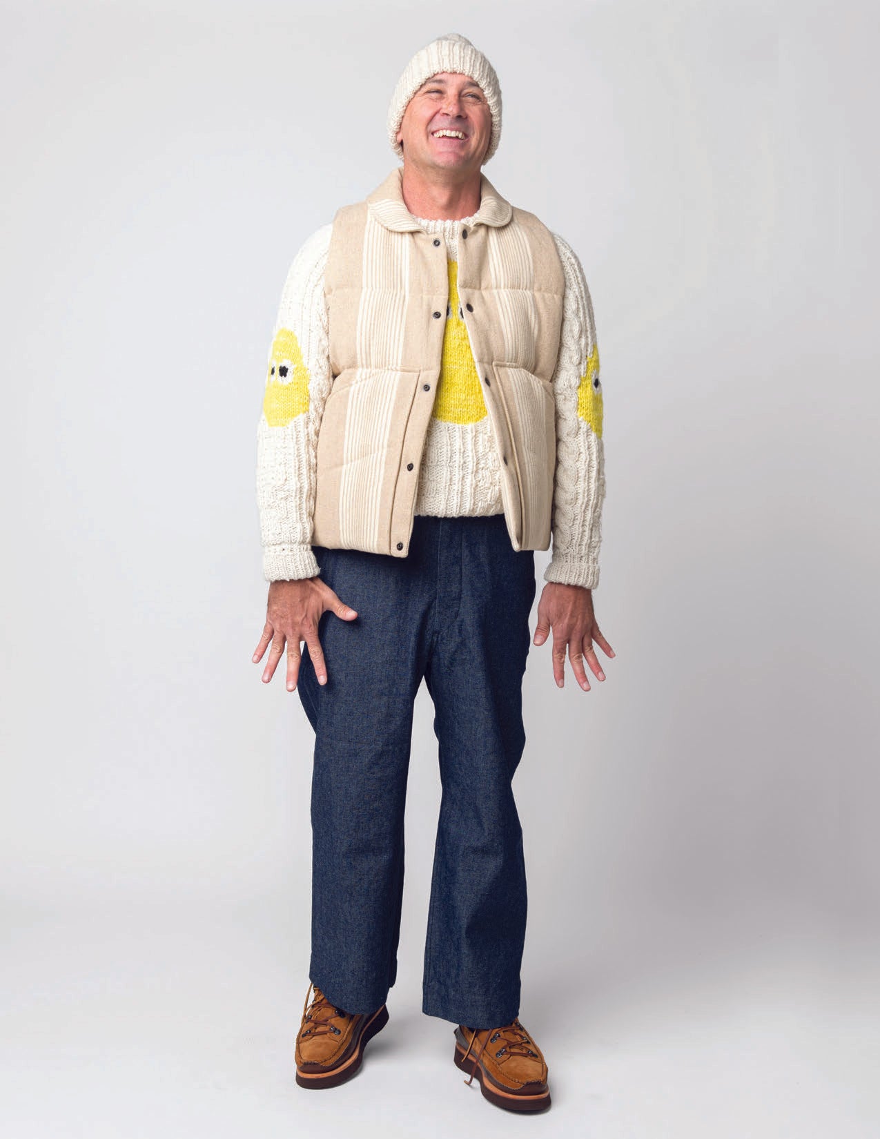 CHS82-01 | Avocado Fisherman Pullover | Color:Ivory X Canary【CHAMULA_チャムラ】【MONITALY_モニタリー】【archive】