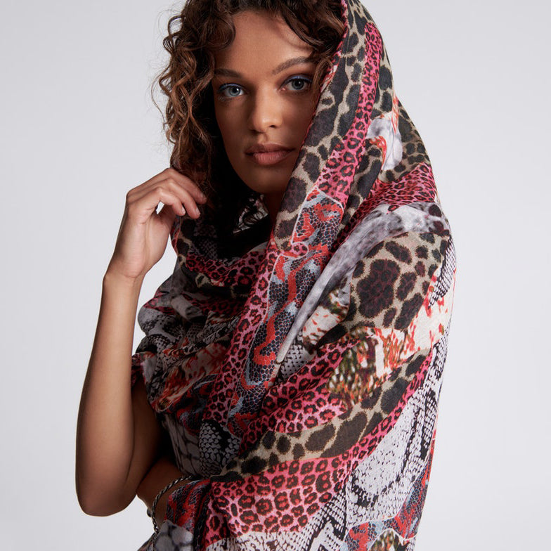 No:25135 | Name:Misfit Jungle Scarf | Color:Grey Pink【ONE TEASPOON_ワンティースプーン】【archive】
